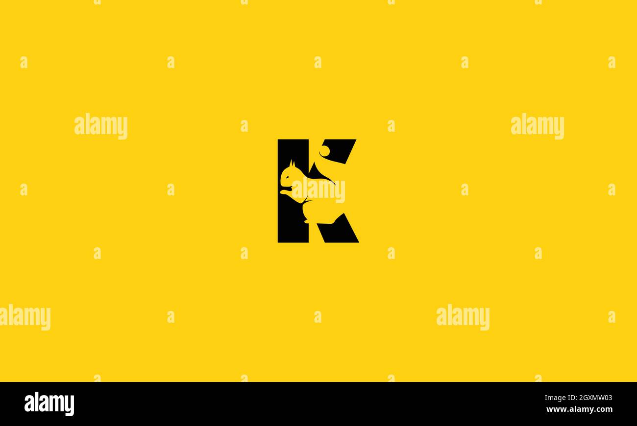 K logo with Squirrel in negative space Stock Vector