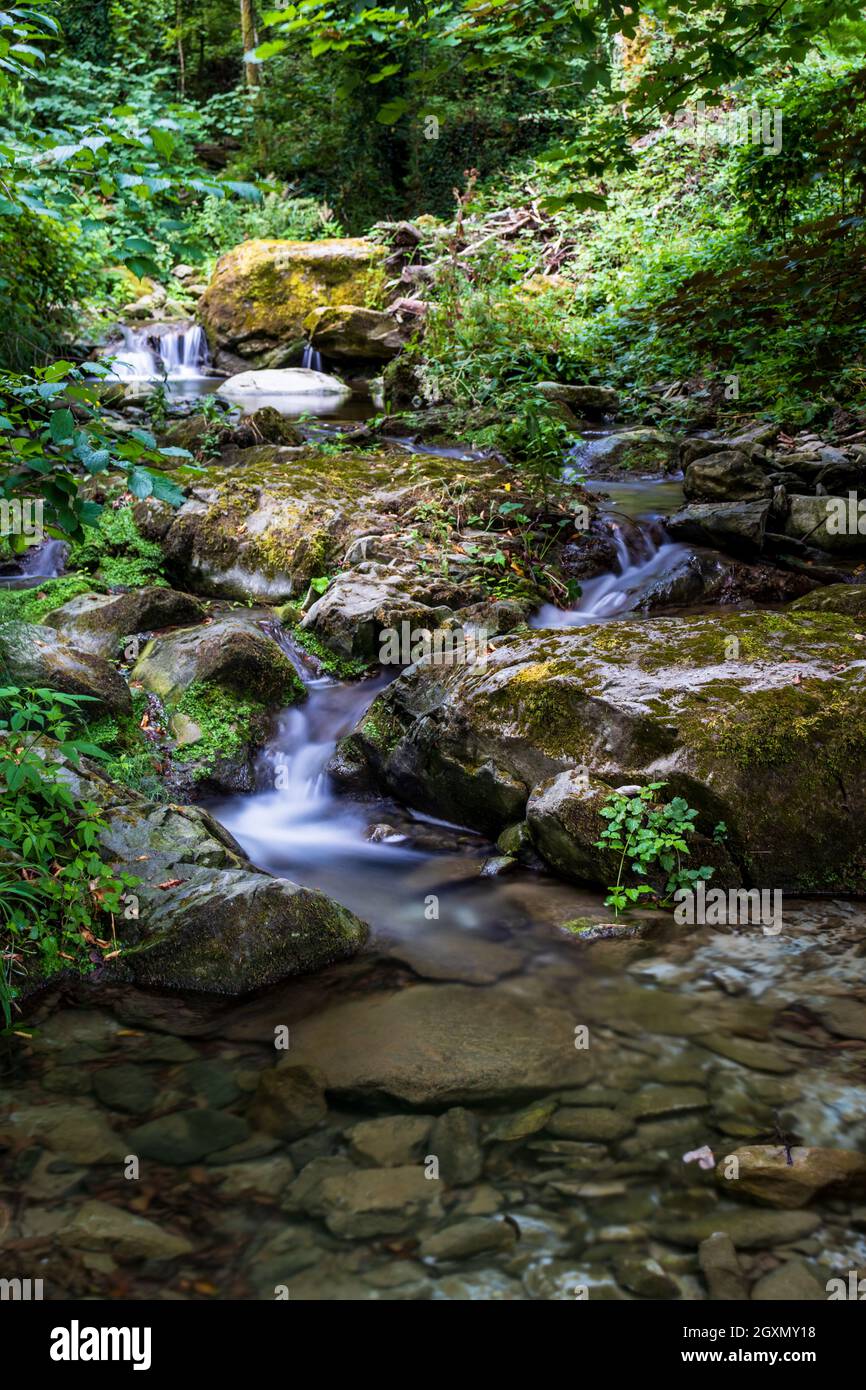 rocks with cascading water Stock Photo