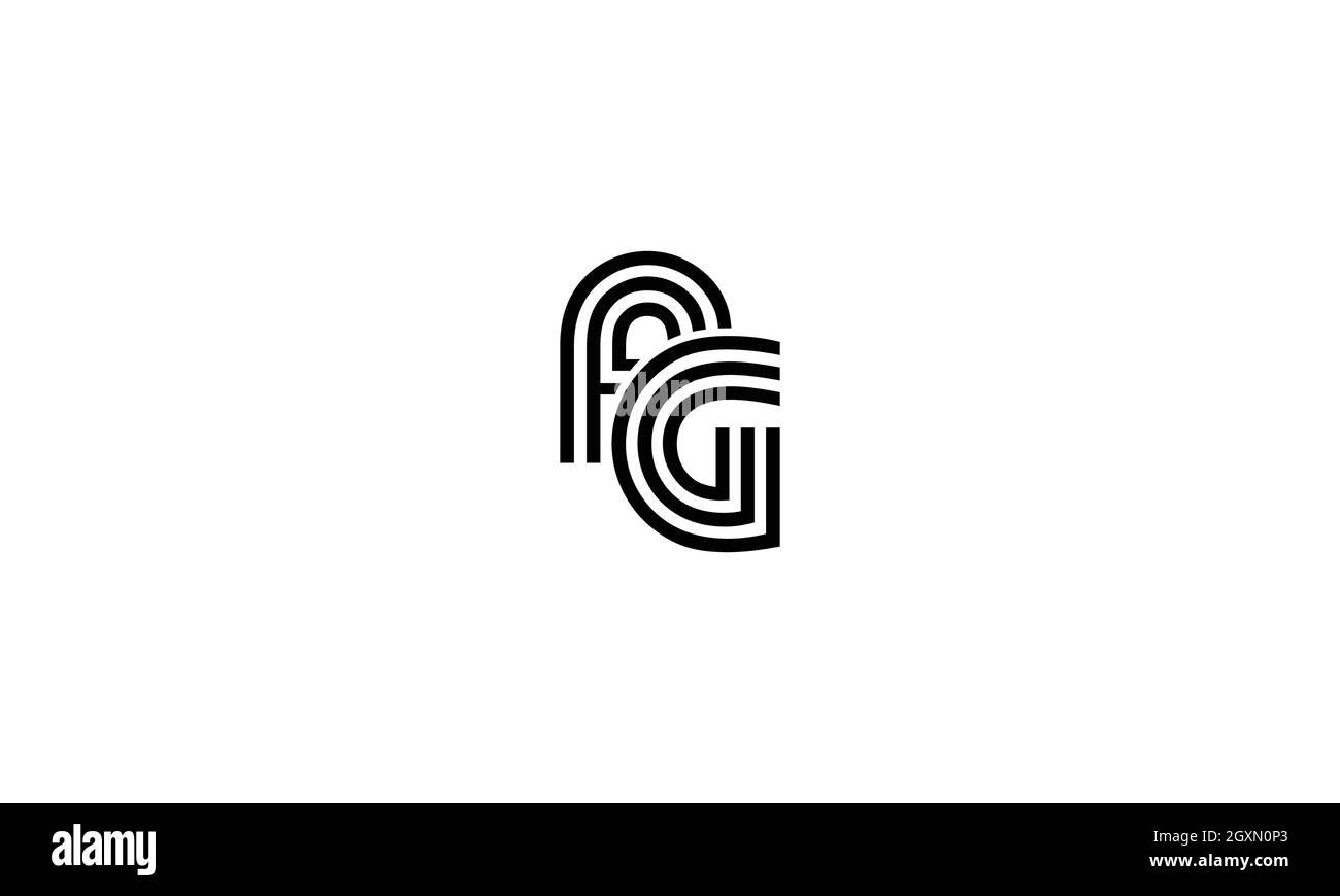 AG or GA or FG logo design in minimal line art style Stock Vector