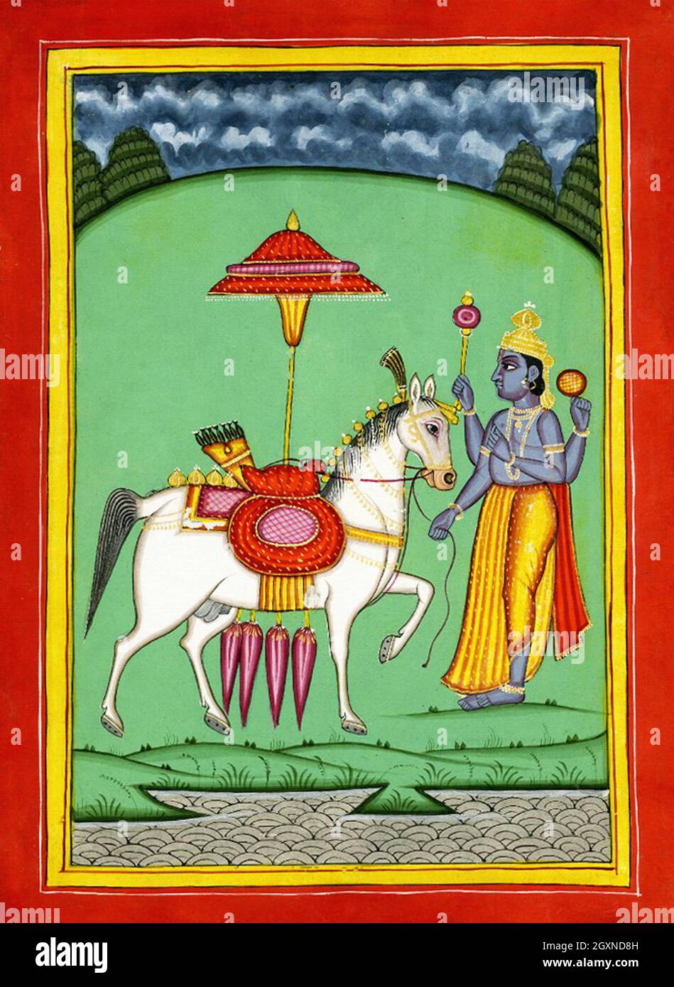 Deity Vishnu as Kalki Stock Photo