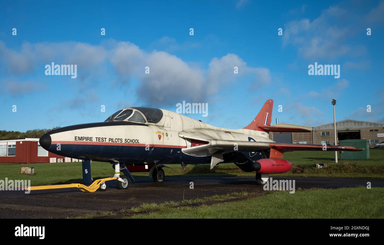 Retired Hawker Hunter jet fighter plane Stock Photo