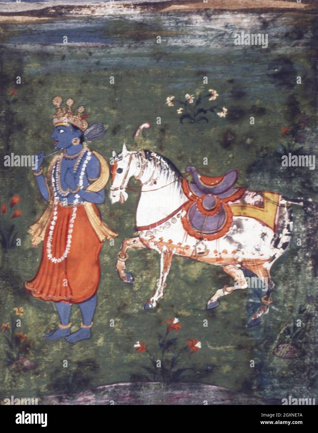 Vishnu as Kalki with his horse Stock Photo Alamy