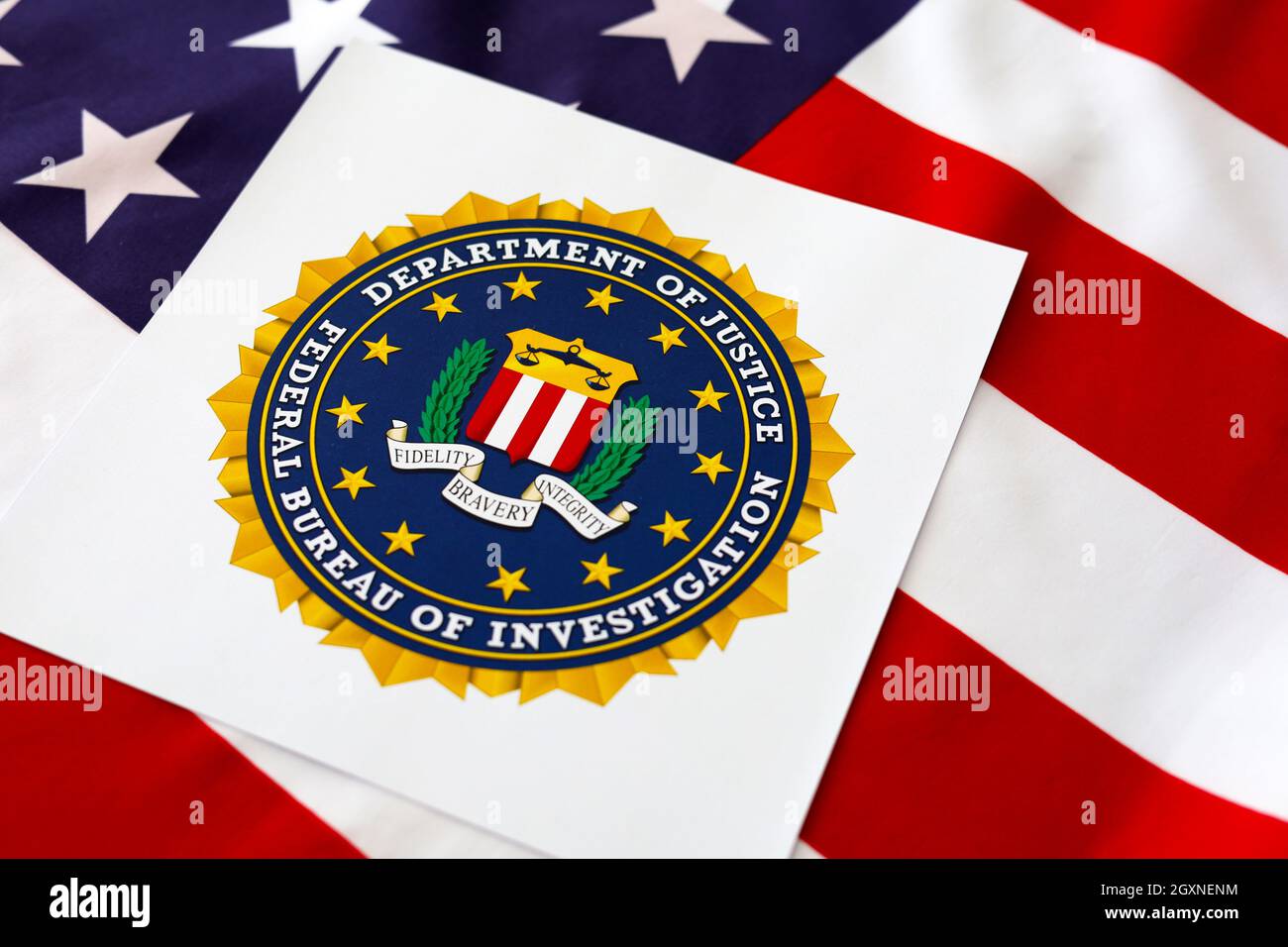 Logo Department of Justice Federal Bureau of Investigation Stock Photo