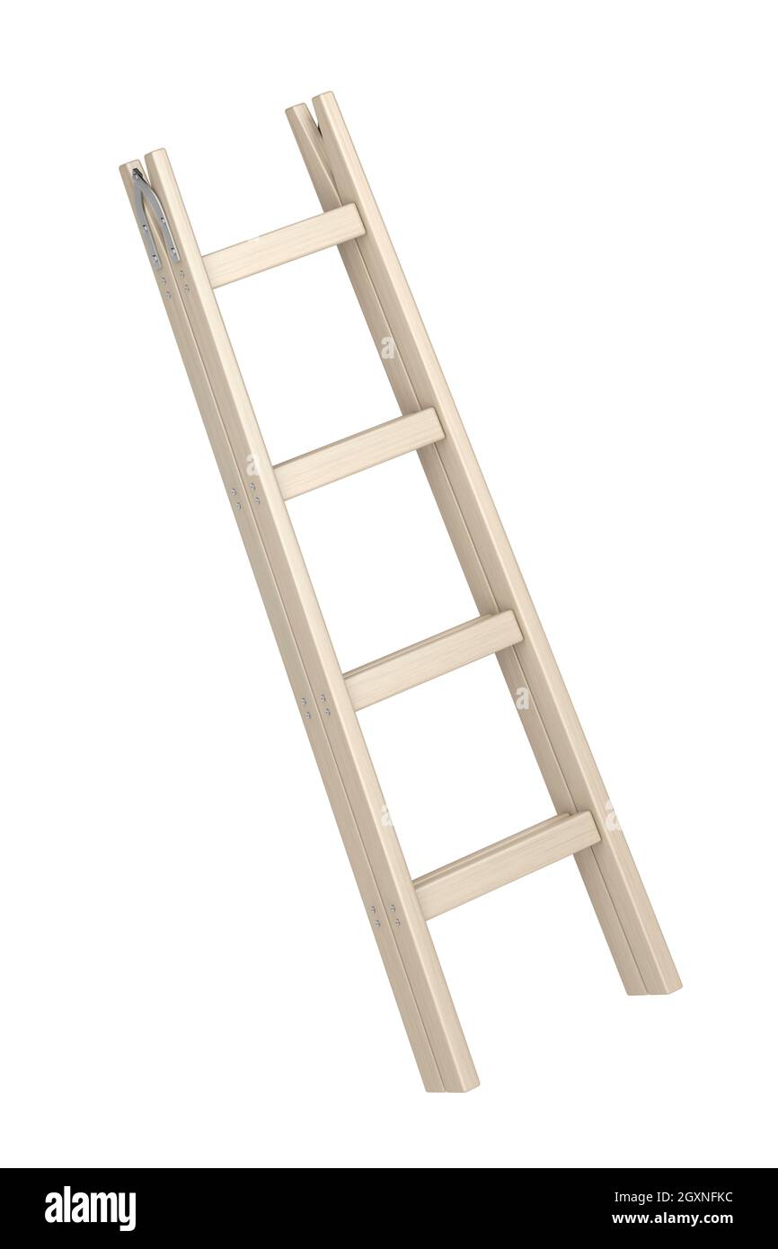 Wood double step ladder isolated on white background Stock Photo
