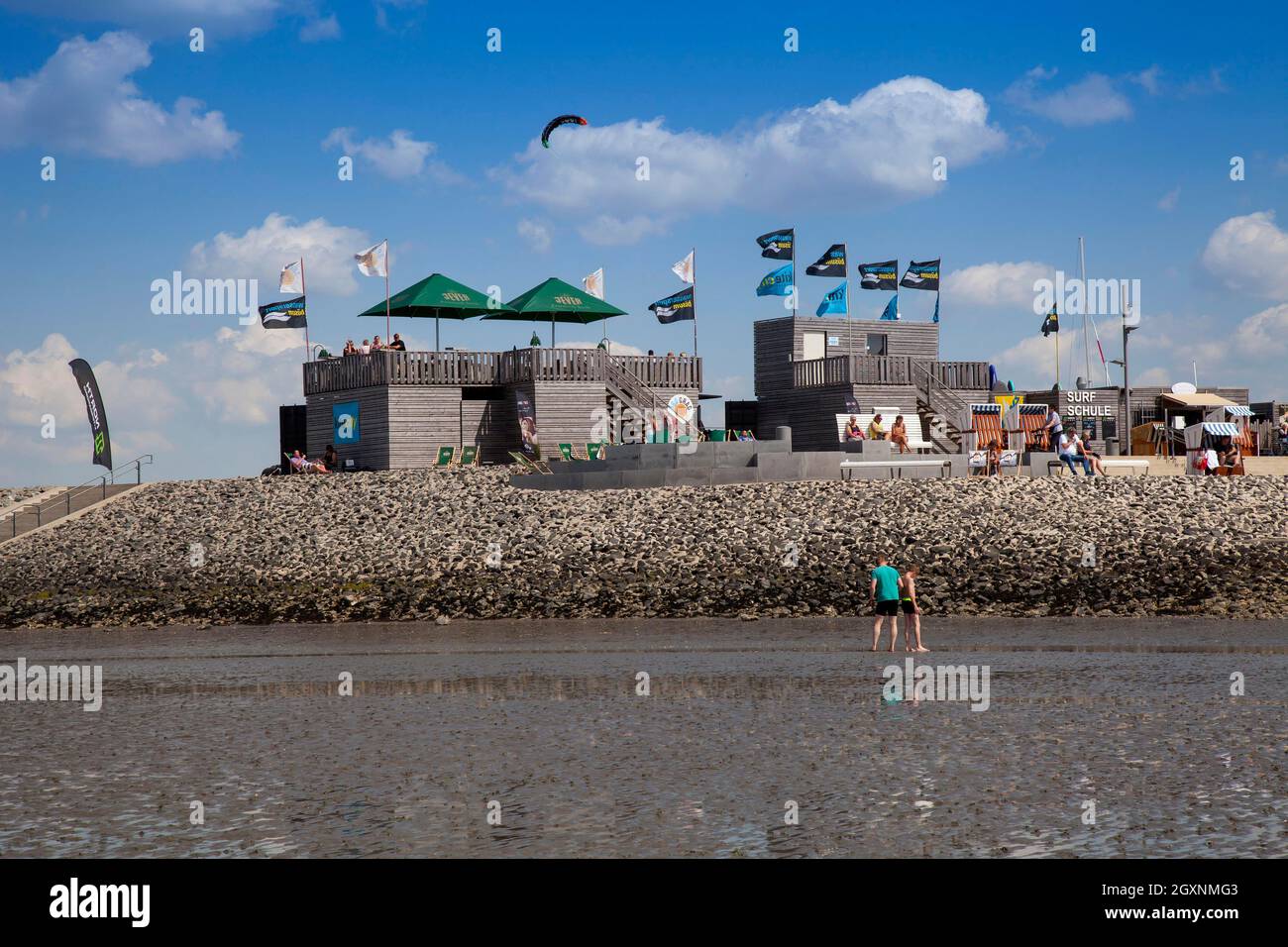 Water sports centre of the family lagoon Perlebucht, Buesum, North Sea, Germany Stock Photo