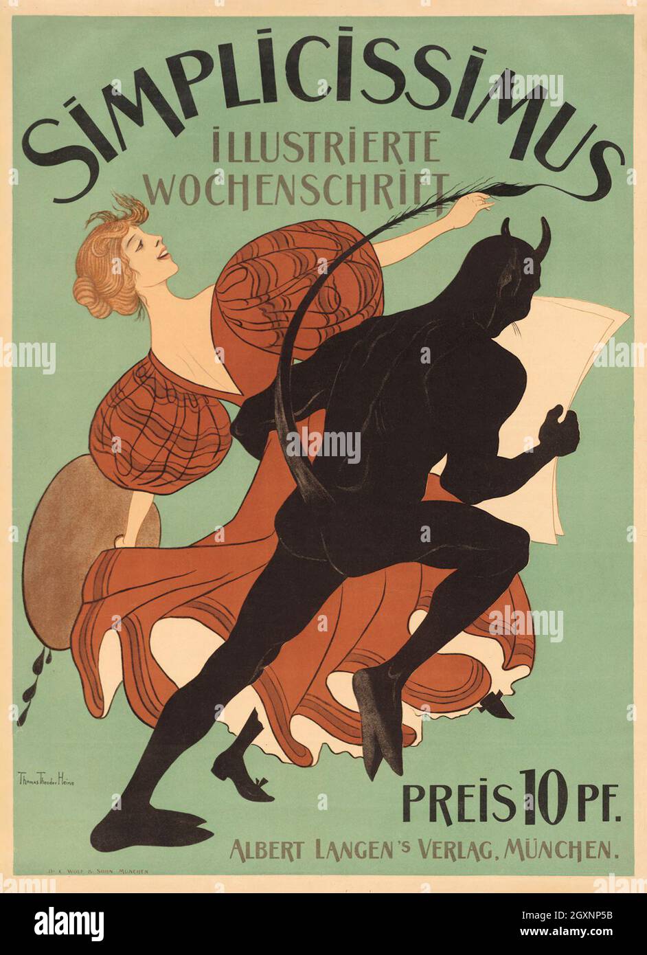 Simplicissimus Teufel tanzt mit hoher Kunst Stock Photo