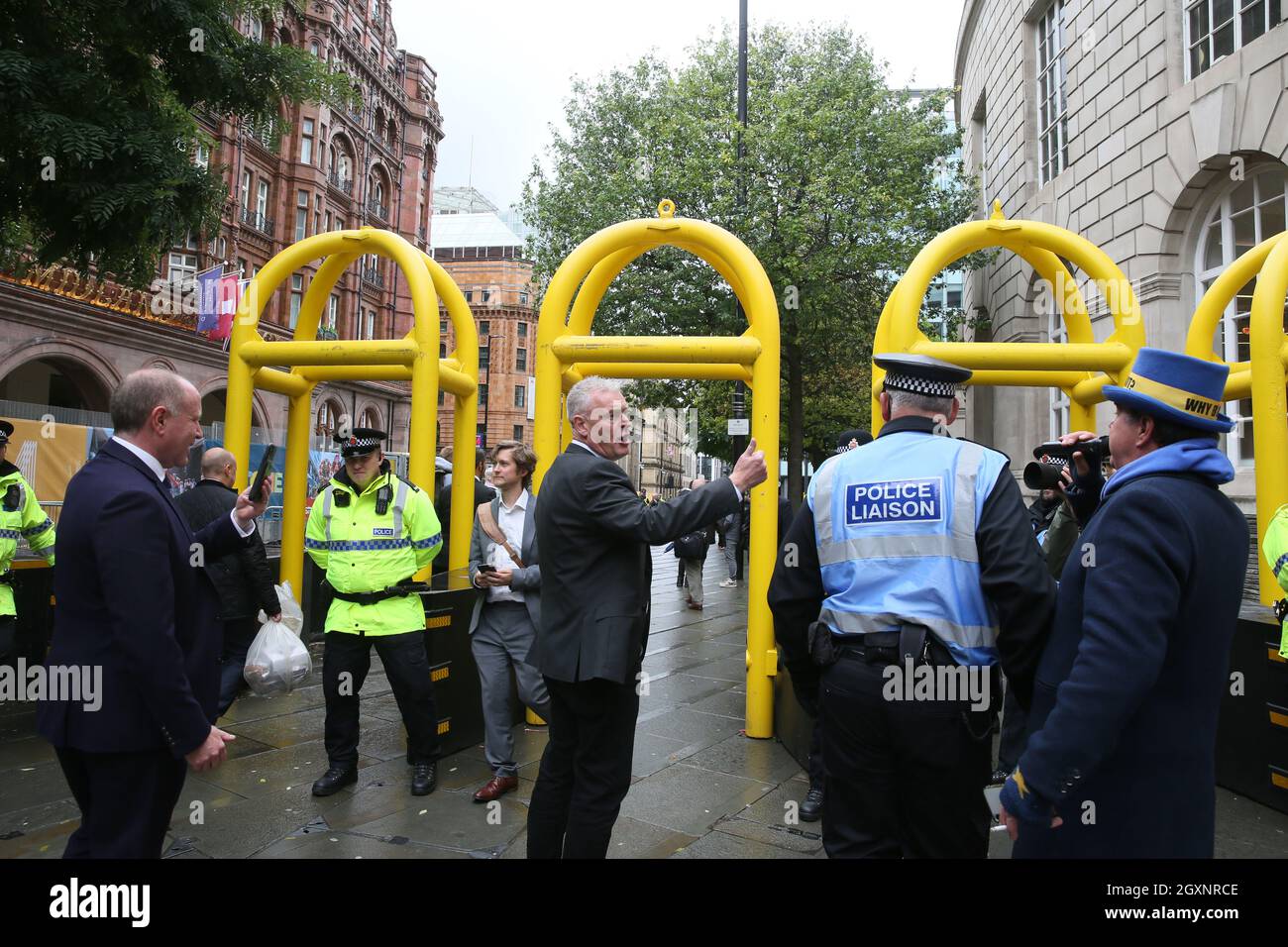 Manchester, UK. 5th October, 2021. The Tory Party Conference continues into day three with protesters gathered outside making a noise about the issues they are concerned with.   Manchester, UK. Credit: Barbara Cook/Alamy Live News Stock Photo