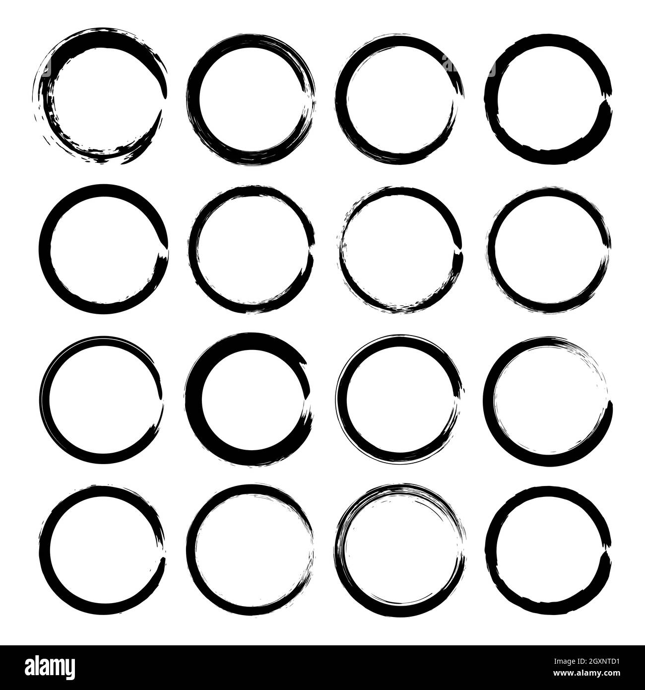 Set of black grunge circle brush. Geometric art. Vector illustration.  Trendy design element for round frames, logo, sign, tattoo, symbol, prints  Stock Vector Image & Art - Alamy