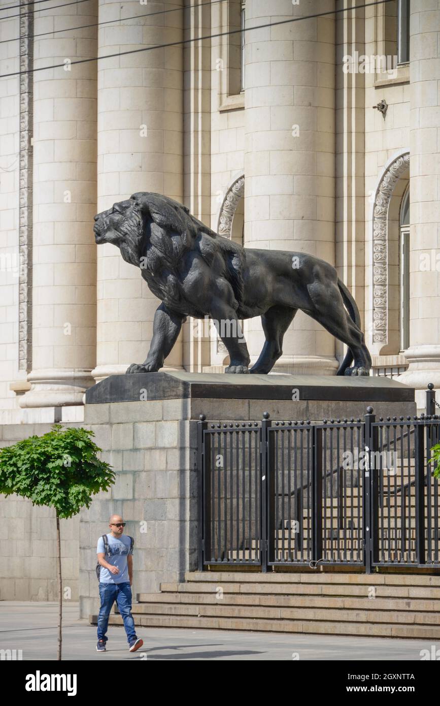 Lion sculpture, Palace of Justice, Sofia, Bulgaria Stock Photo