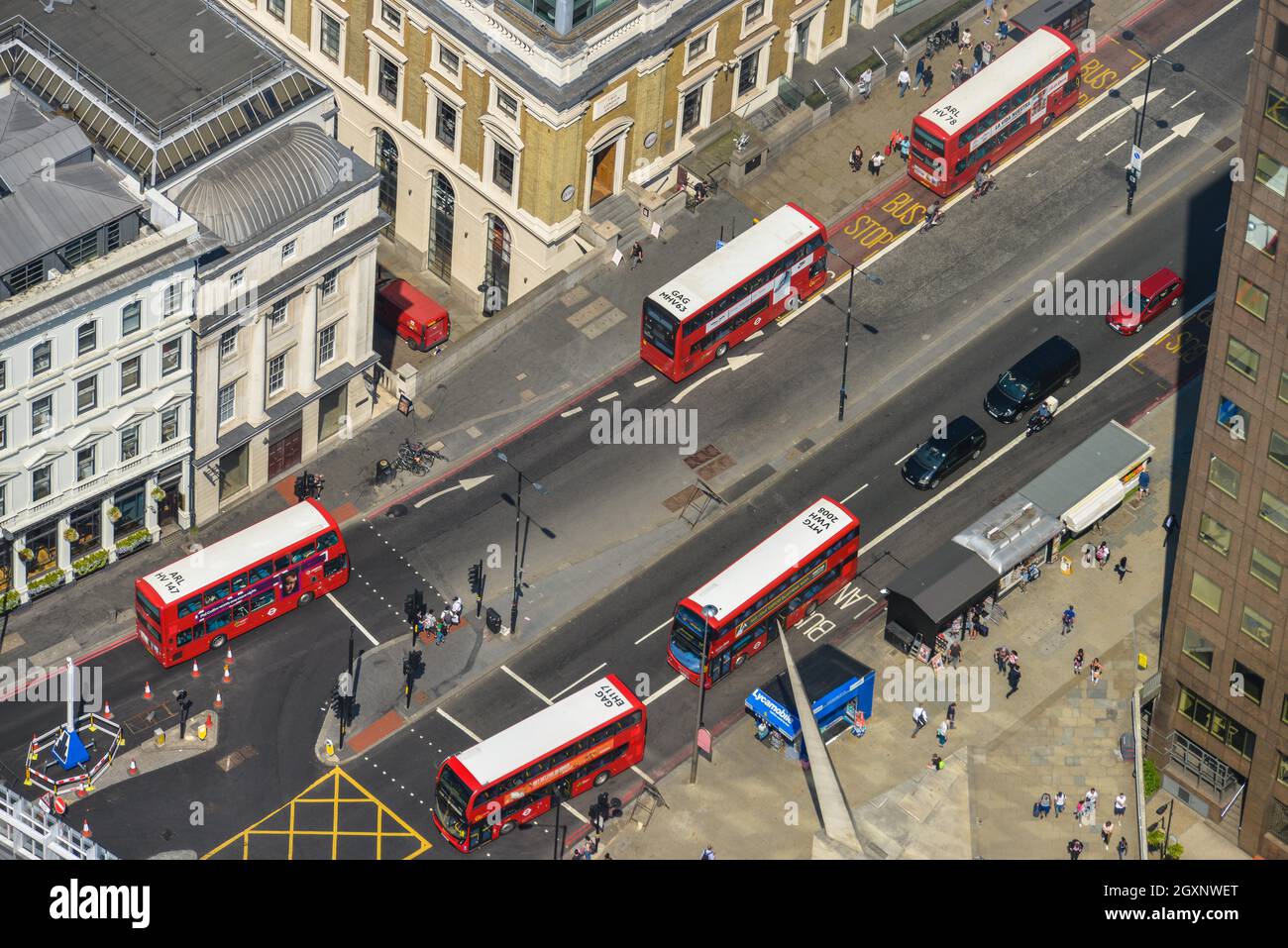 Buses, Borough High St, London, England, United Kingdom Stock Photo