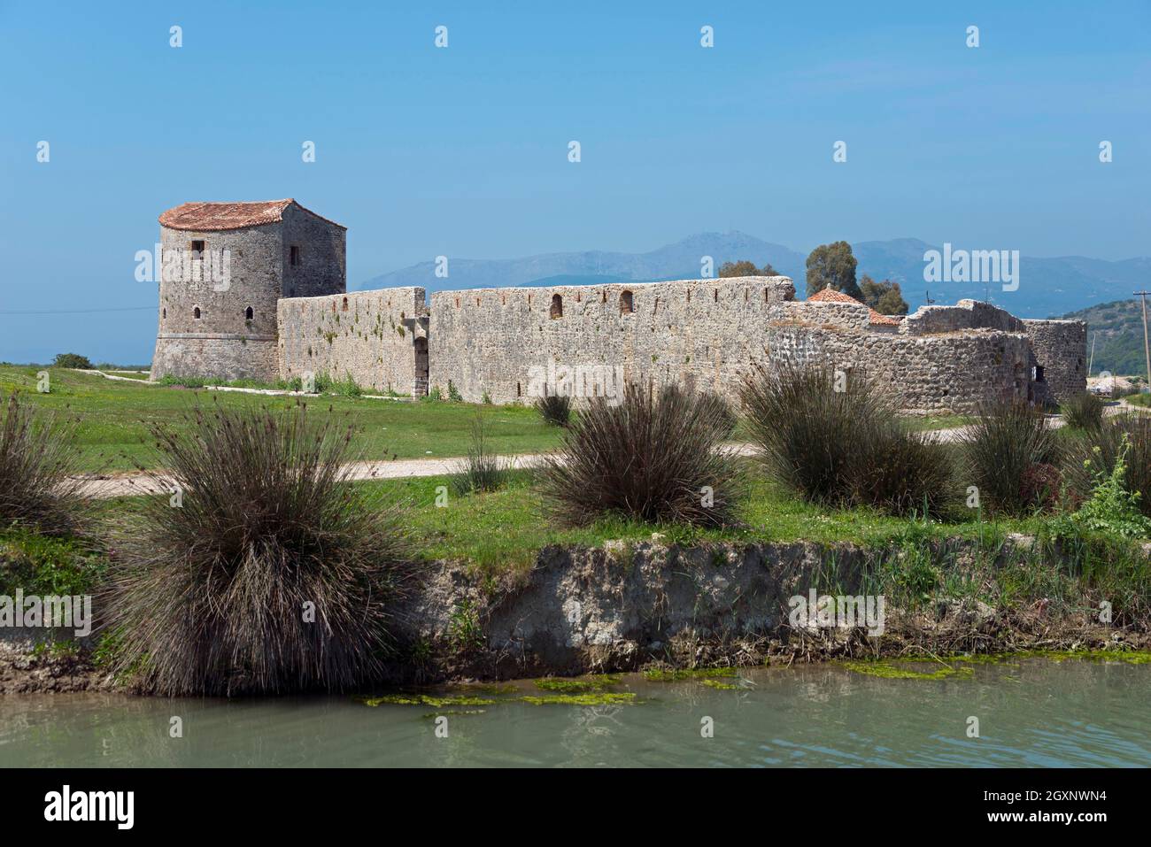 Triangular Castle, Venetian Fort, Butrint, Vivar Canal, Albania Stock Photo