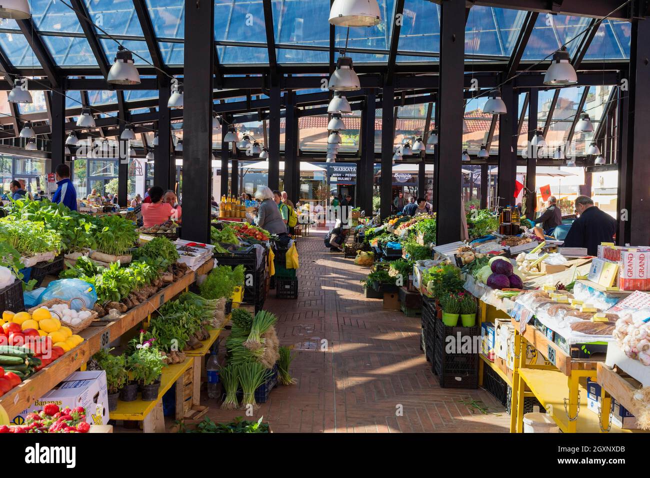 New Bazaar, Market Stalls, Tirana, Albania Stock Photo