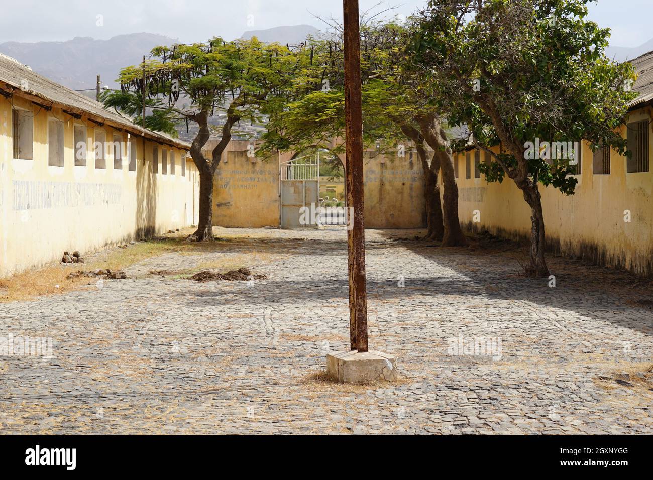 Entrance Portal, Tarrafal Concentration Camp, Santiago Island, Republic of Cape Verde Stock Photo