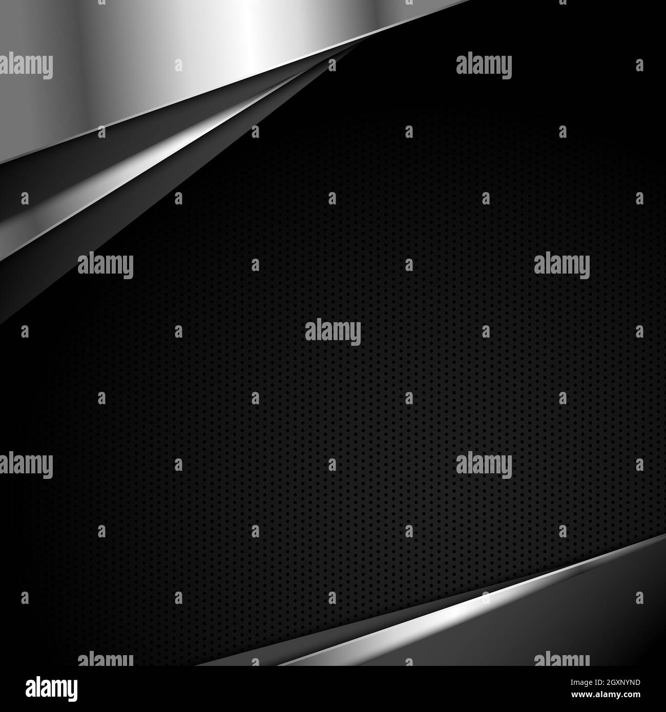 Perforated dark background with metal inserts - Vector illustration Stock Photo