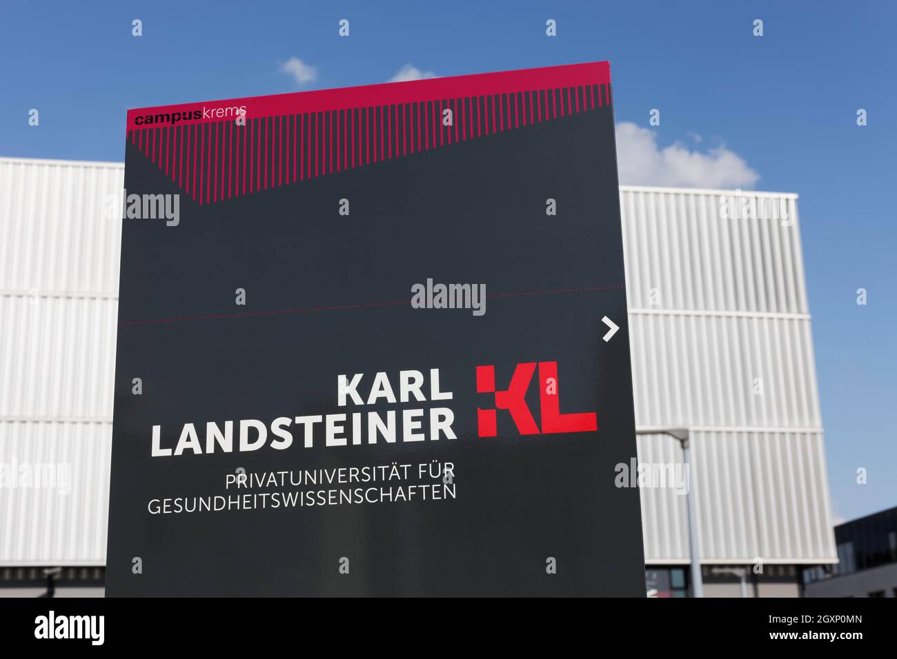 Karl Landsteiner Private University for Health Sciences, Logo, Krems, Wachau, Lower Austria, Austria Stock Photo