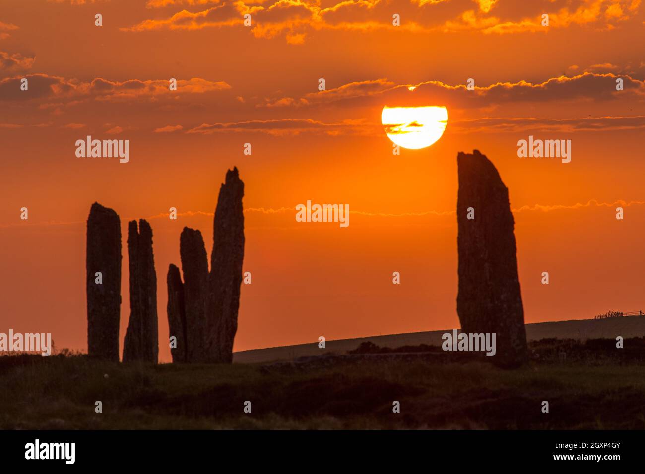 Stone circle of Brodgar, Orkney, Scotland, Great Britain Stock Photo