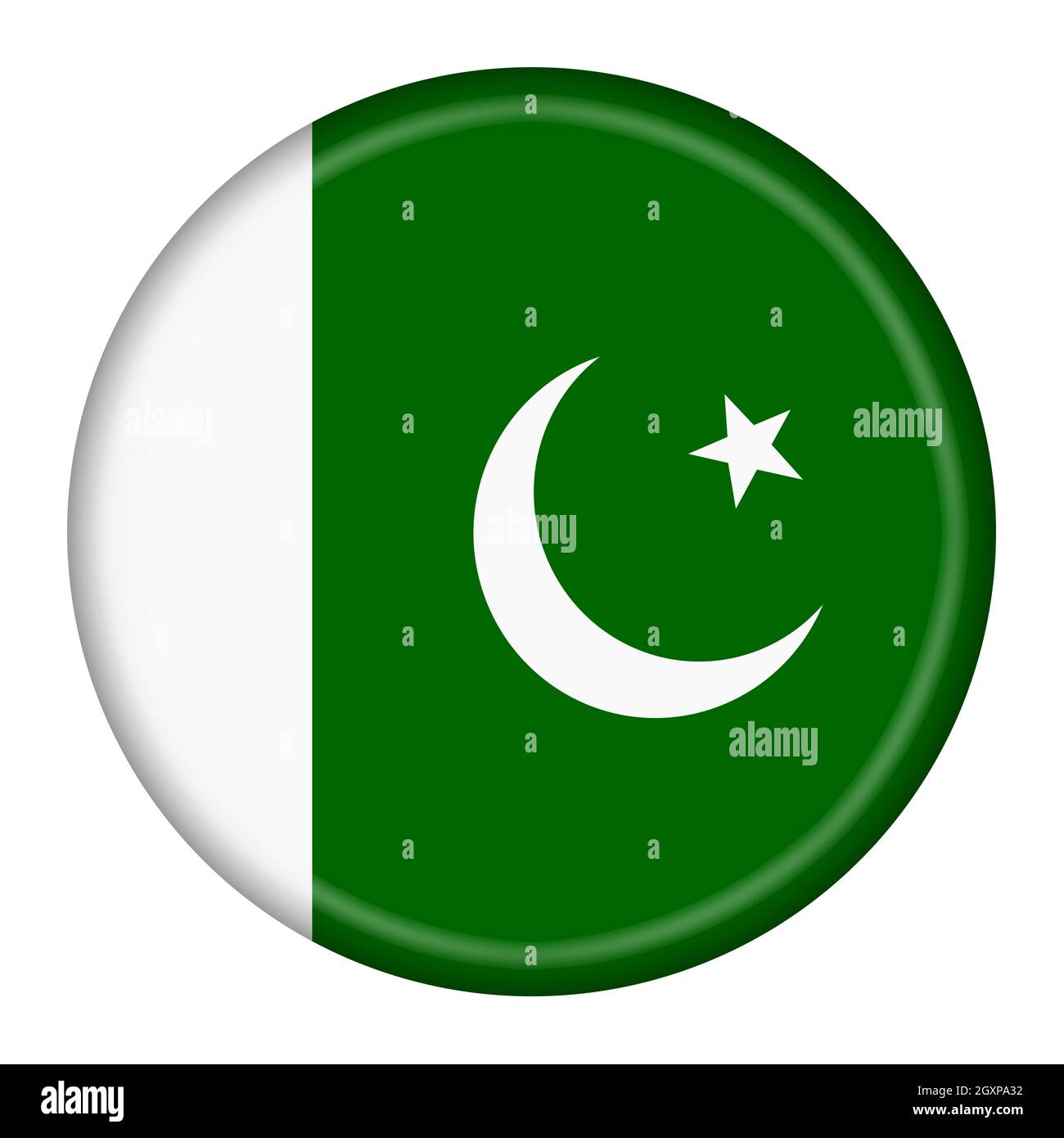 Pakistan flag button 3d illustration green white star Stock Photo