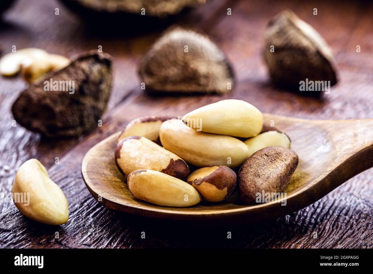 Brazil nuts, or Bolivian nuts, typical of the Amazon rainforest, exotic