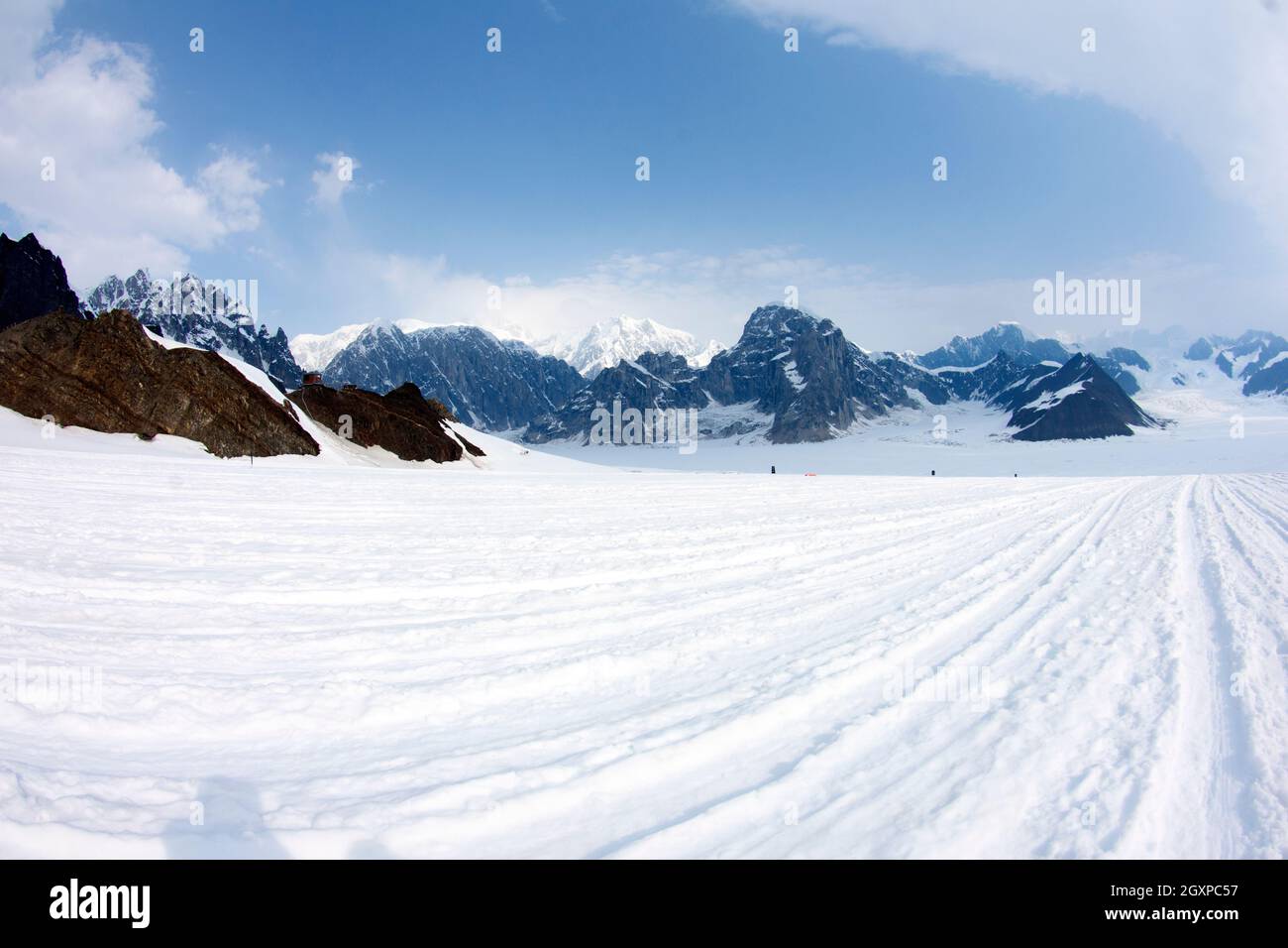 Landing strip on a glacier at the Don Sheldon Amphitheater, Denali