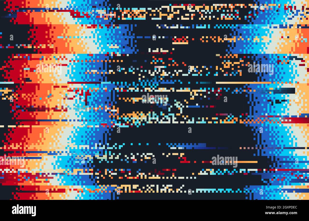Digital Broken Screen Glitch Effect in Pixelated Style with