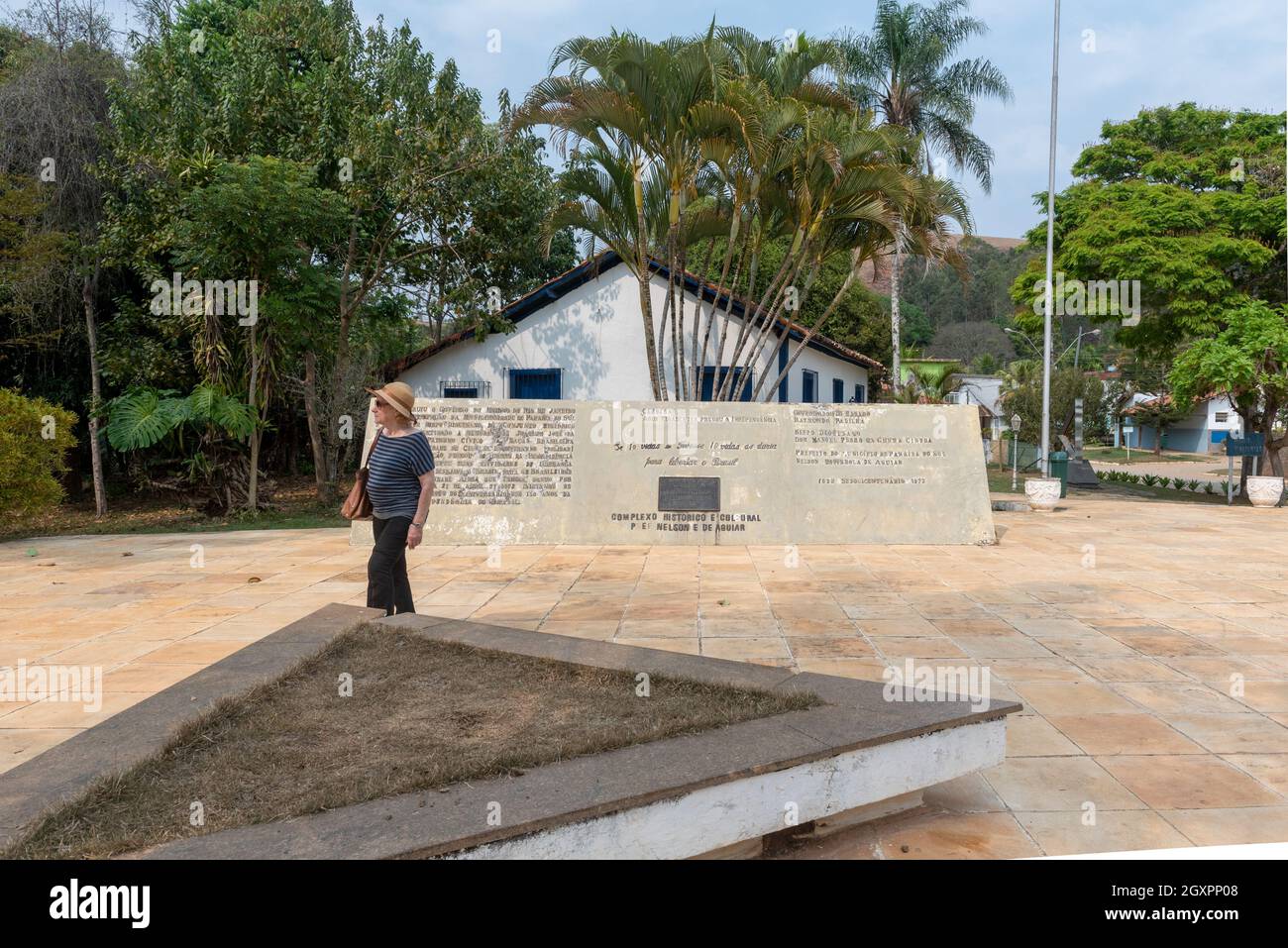 Historic and cultural complex Professor Nelson E. de Aguiar, Sebollas, Paraiba do Sul, Brazil, with the museum in the background. Stock Photo