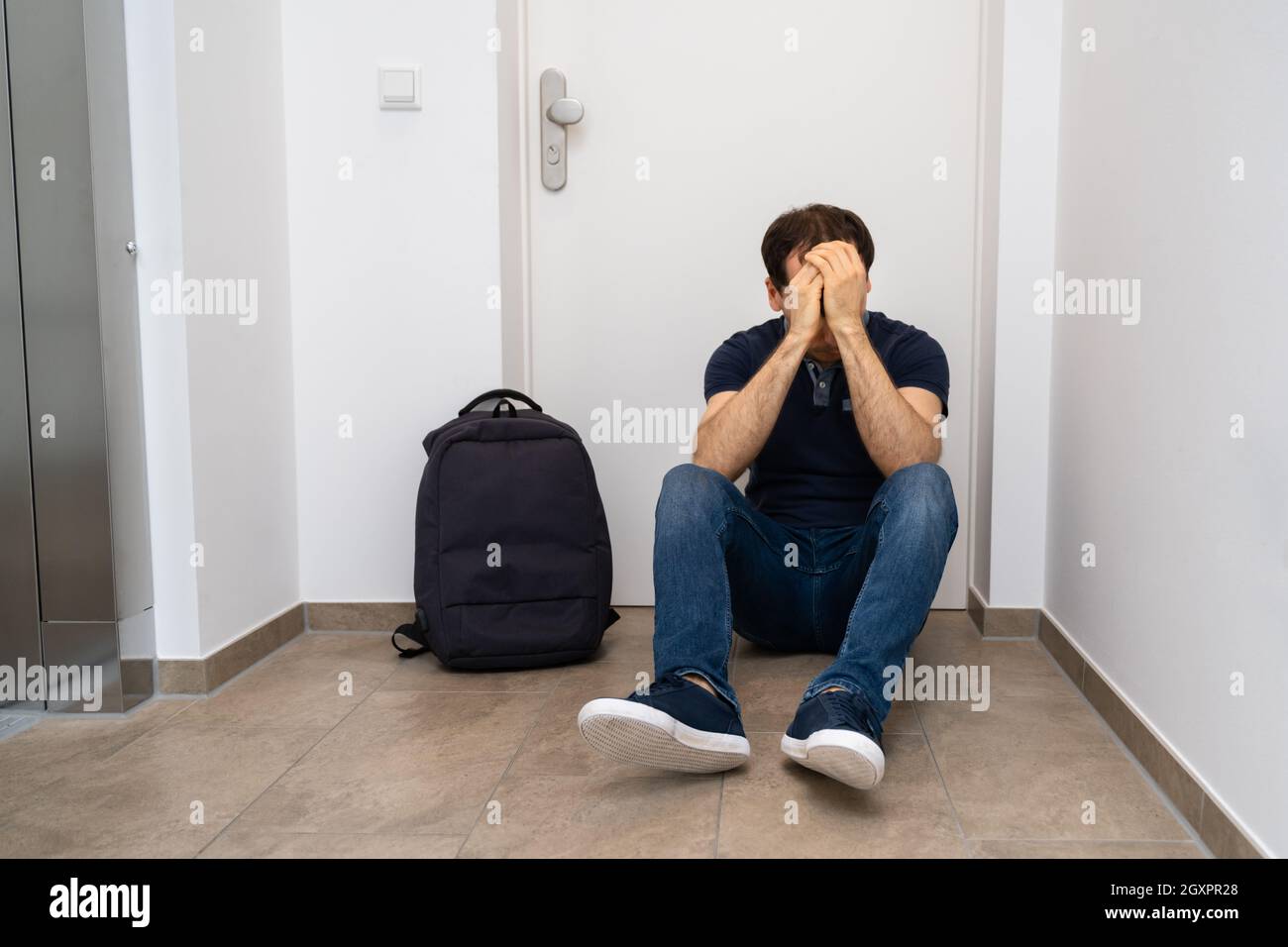 Locked Closed House Door. Key Inside Stock Photo Alamy