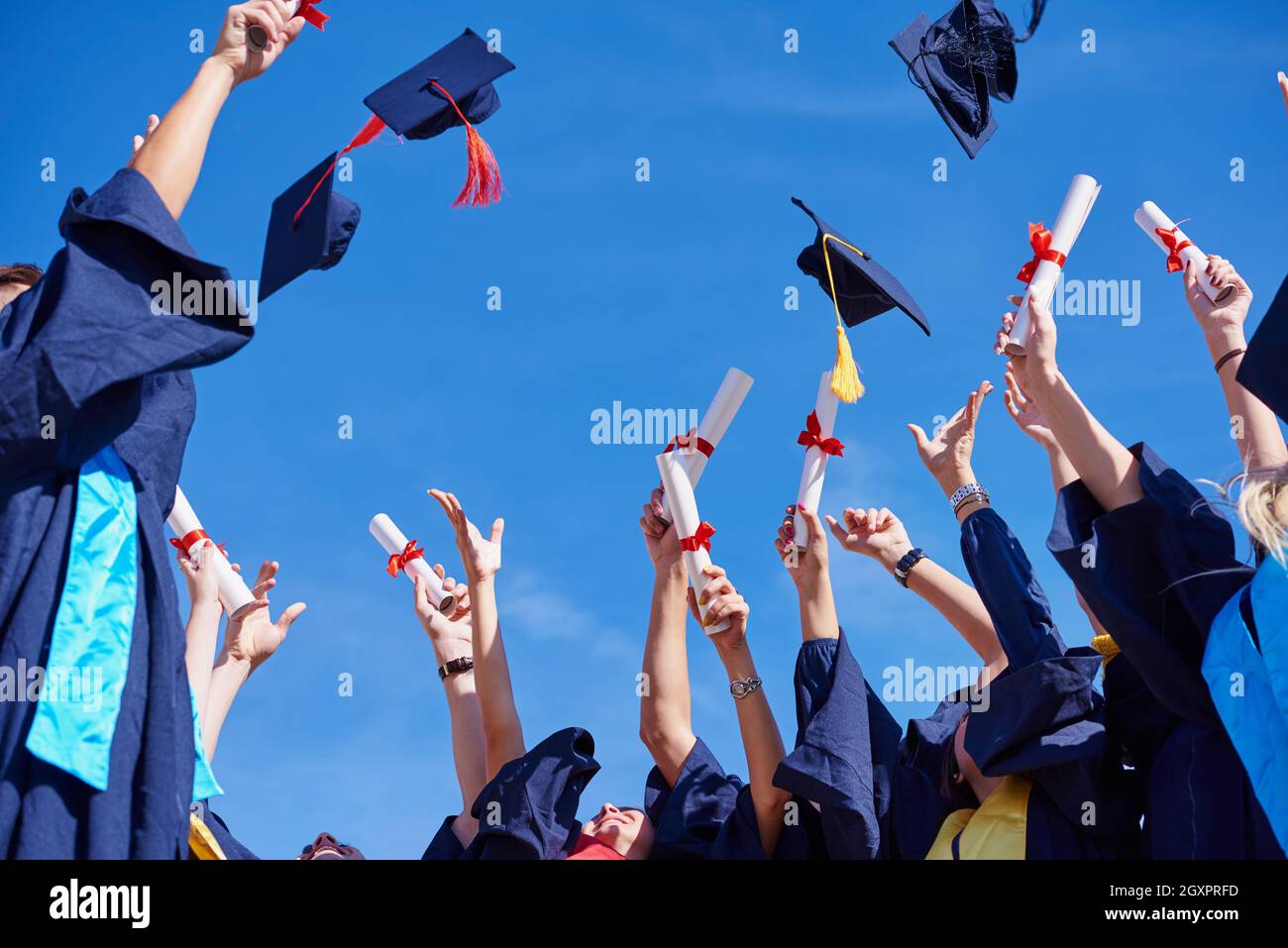 High School Graduation Throwing Hats