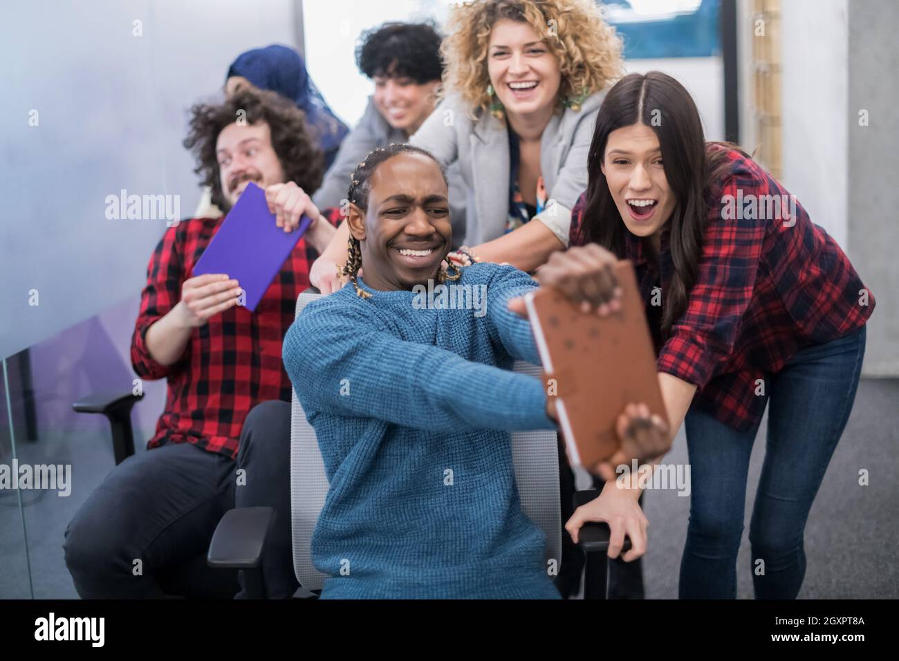 multiethnics startup business team of software developers having fun ...