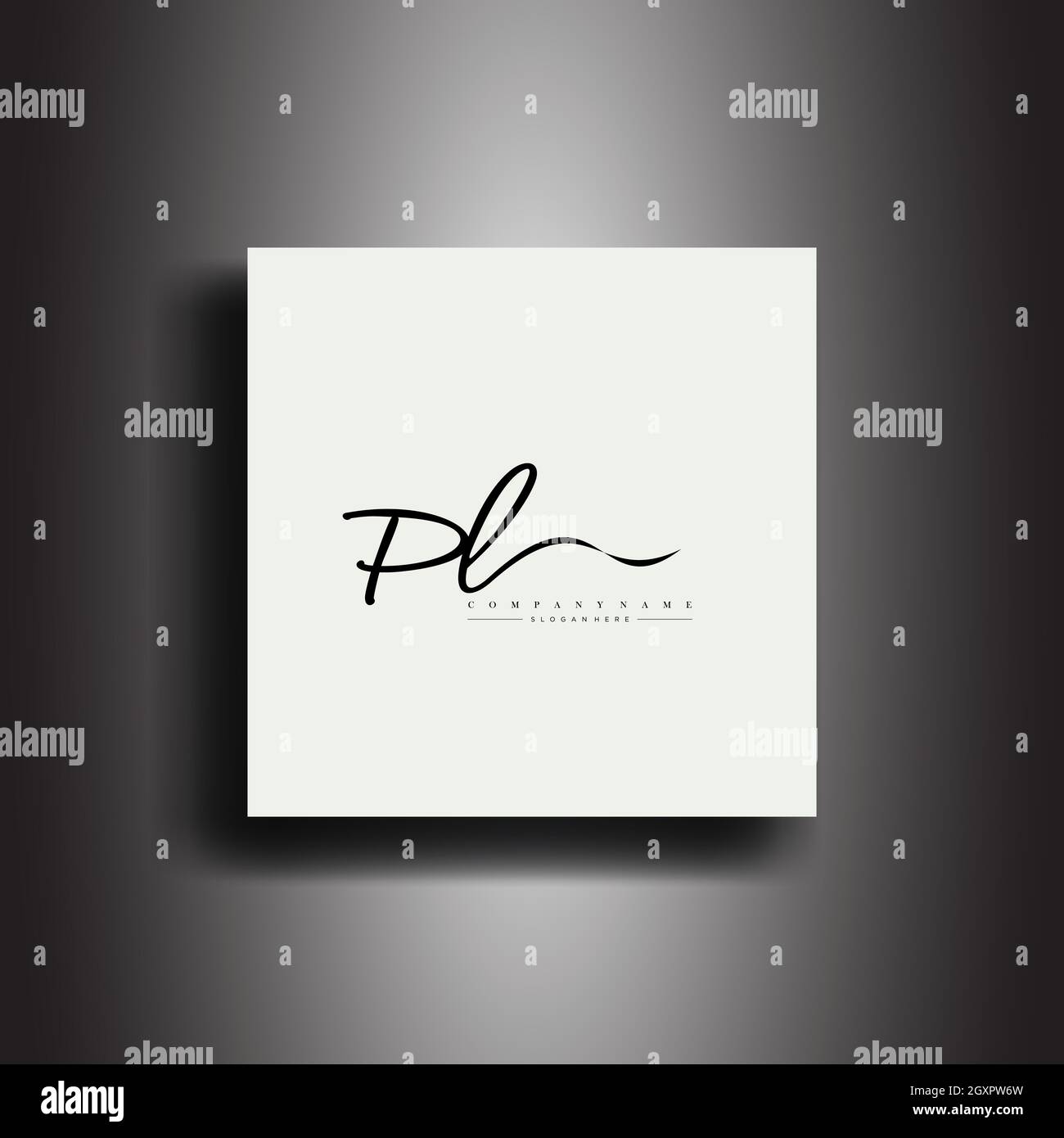 PL Signature style monogram.Calligraphic lettering icon and handwriting vector art Design Stock Vector