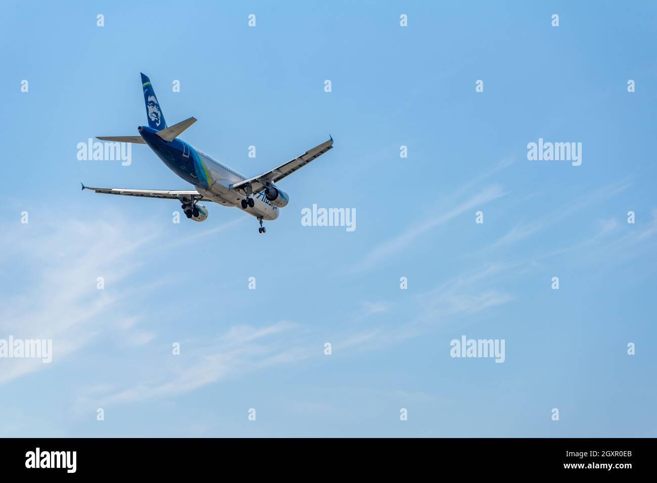 Santa Ana, CA, USA August 16, 2021 Alaska Airlines aircraft in