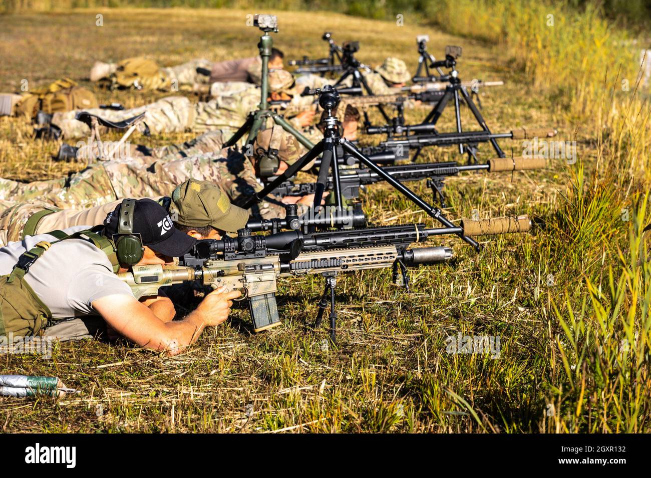 An Austrian Special Forces Sniper fires an HK417 A2 Recon Rifle at paper  targets downrage at the International Specialty Training Center (ISTC)  Alpine Sniper Course, in Hochfilzen training area, Austria, September 24th,