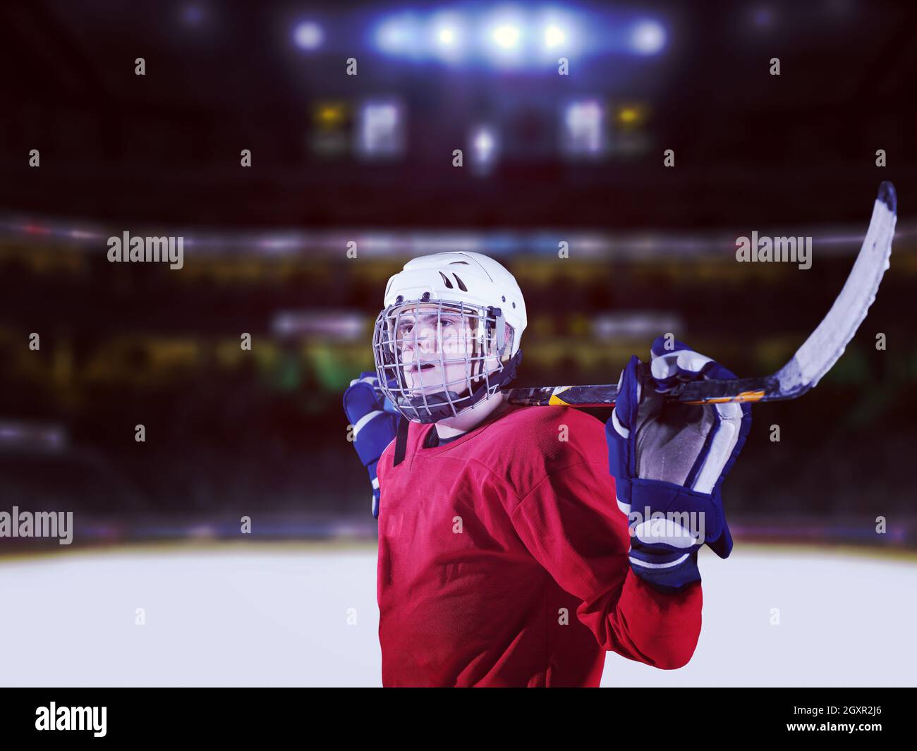 young ice hockey player portrait on a match Stock Photo Alamy