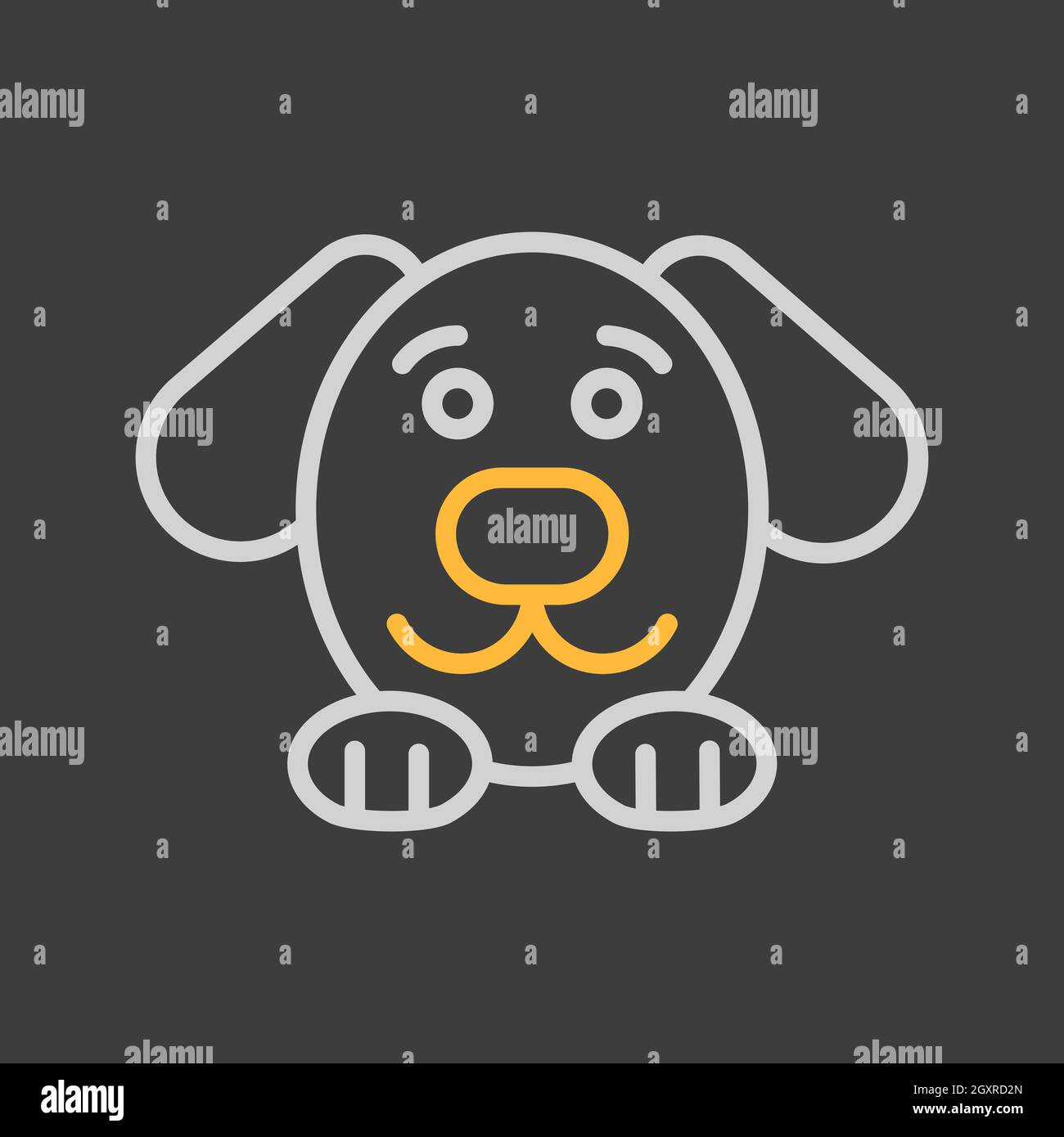 Dog vector icon on dark background. Pet animal sign. Graph symbol for pet and veterinary web site and apps design, logo, app, UI Stock Photo