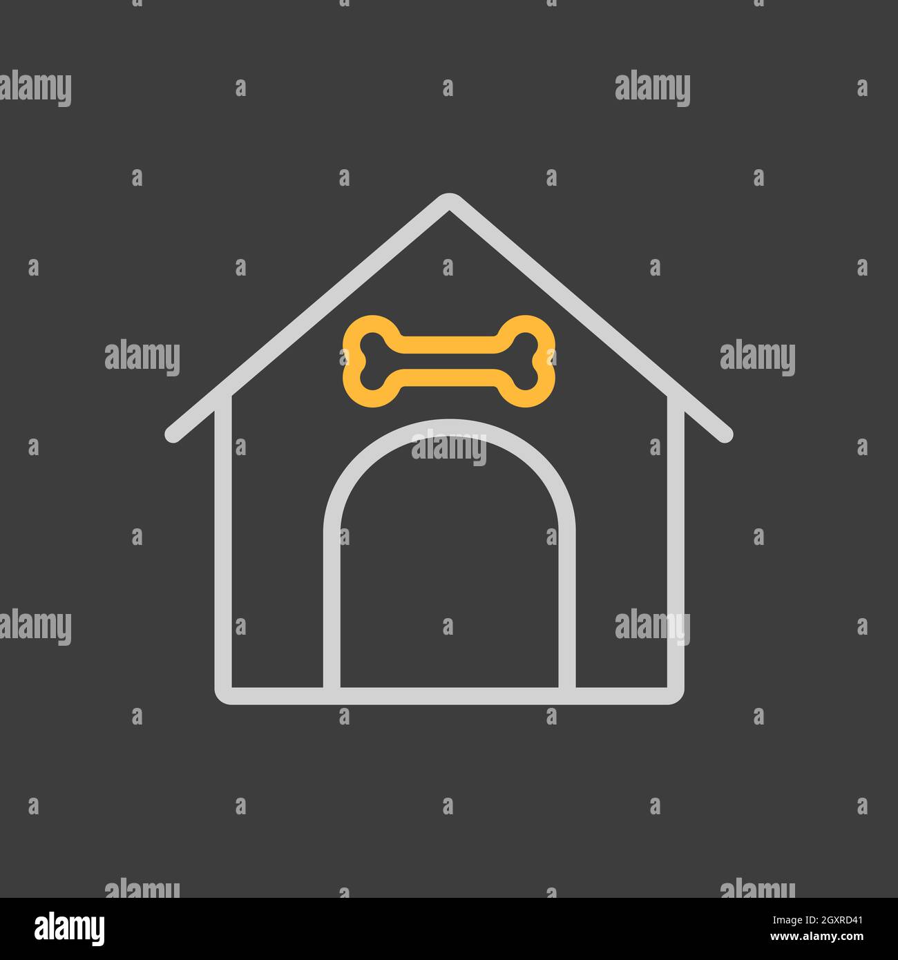 Dog house vector icon on dark background. Pet animal sign. Graph symbol for pet and veterinary web site and apps design, logo, app, UI Stock Photo