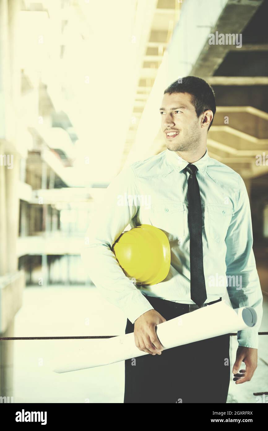 business man Architect engineer manager at construction site project ...