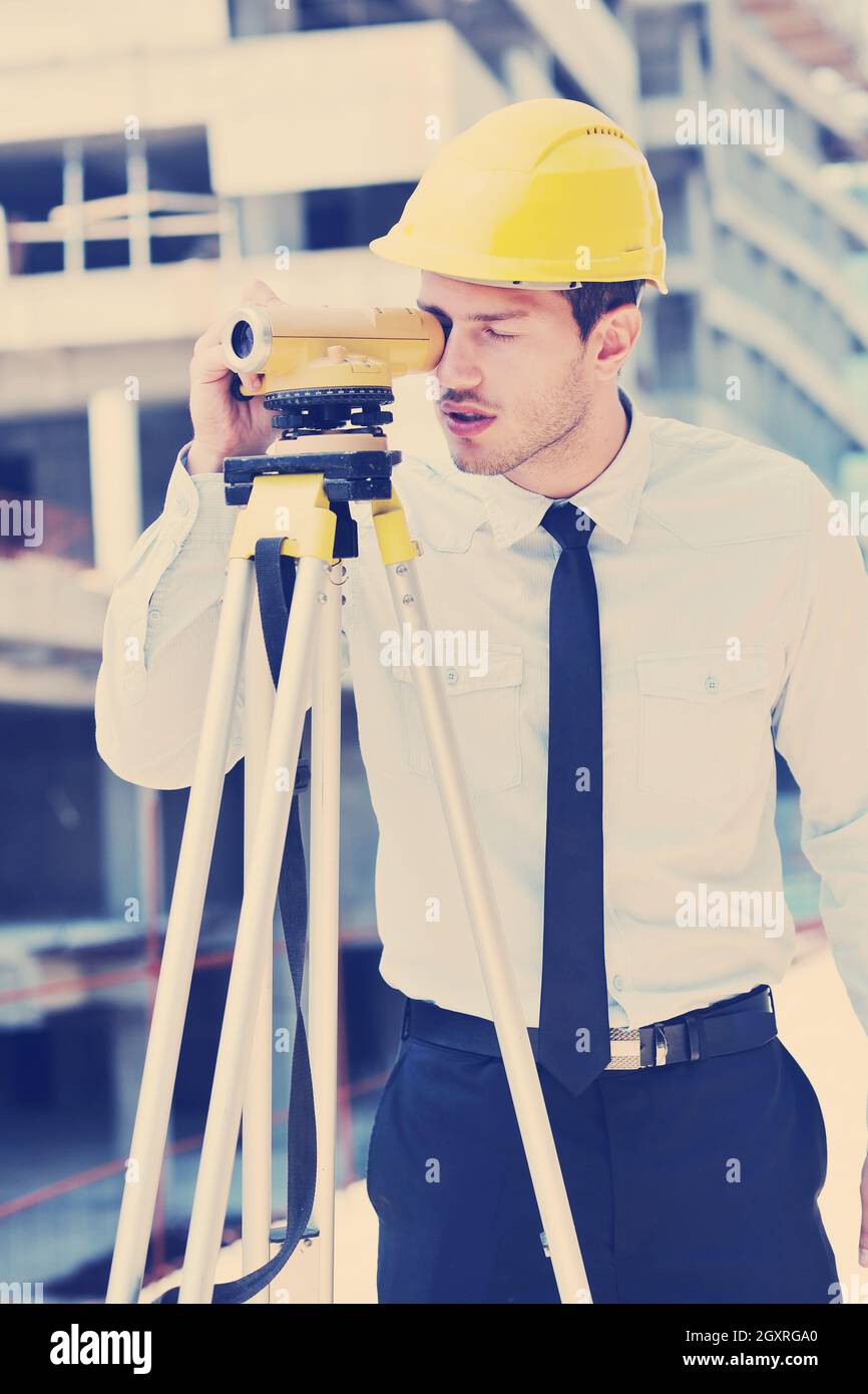 business man Architect engineer manager at construction site project ...