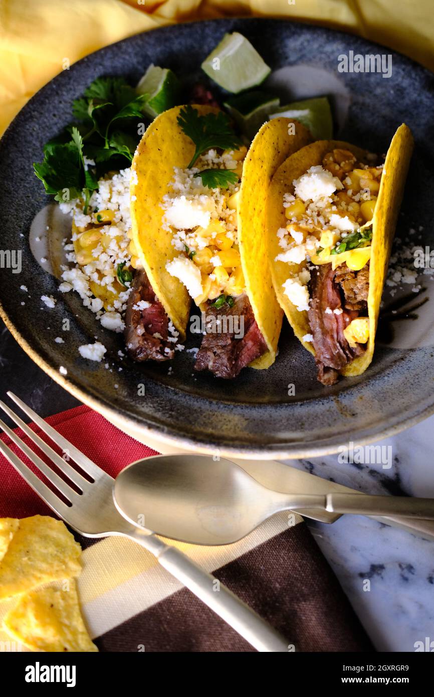 Grilled elote street corn tacos with cotija cheese Stock Photo Alamy
