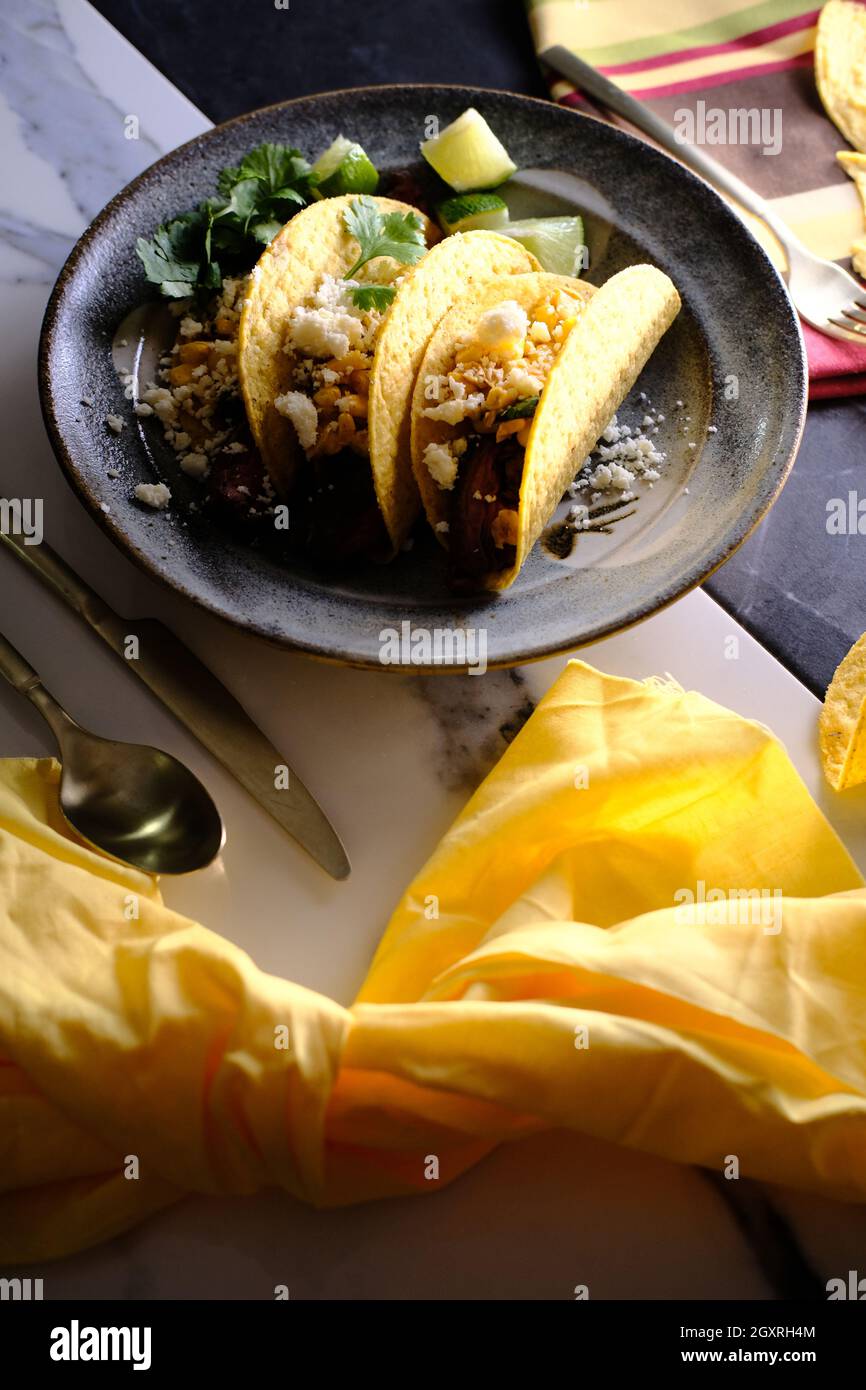 Grilled elote street corn tacos with cotija cheese Stock Photo Alamy
