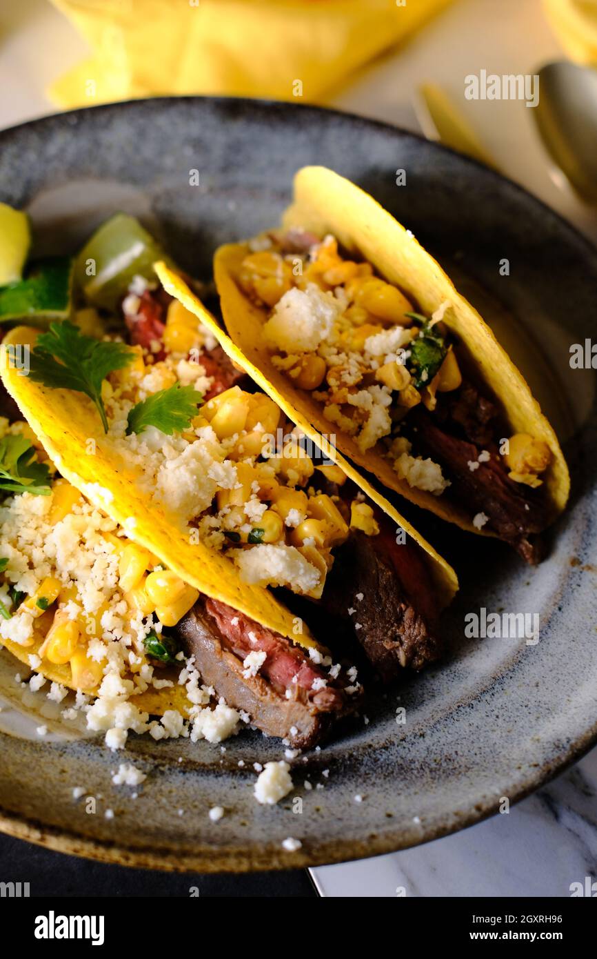 Grilled elote street corn tacos with cotija cheese Stock Photo Alamy