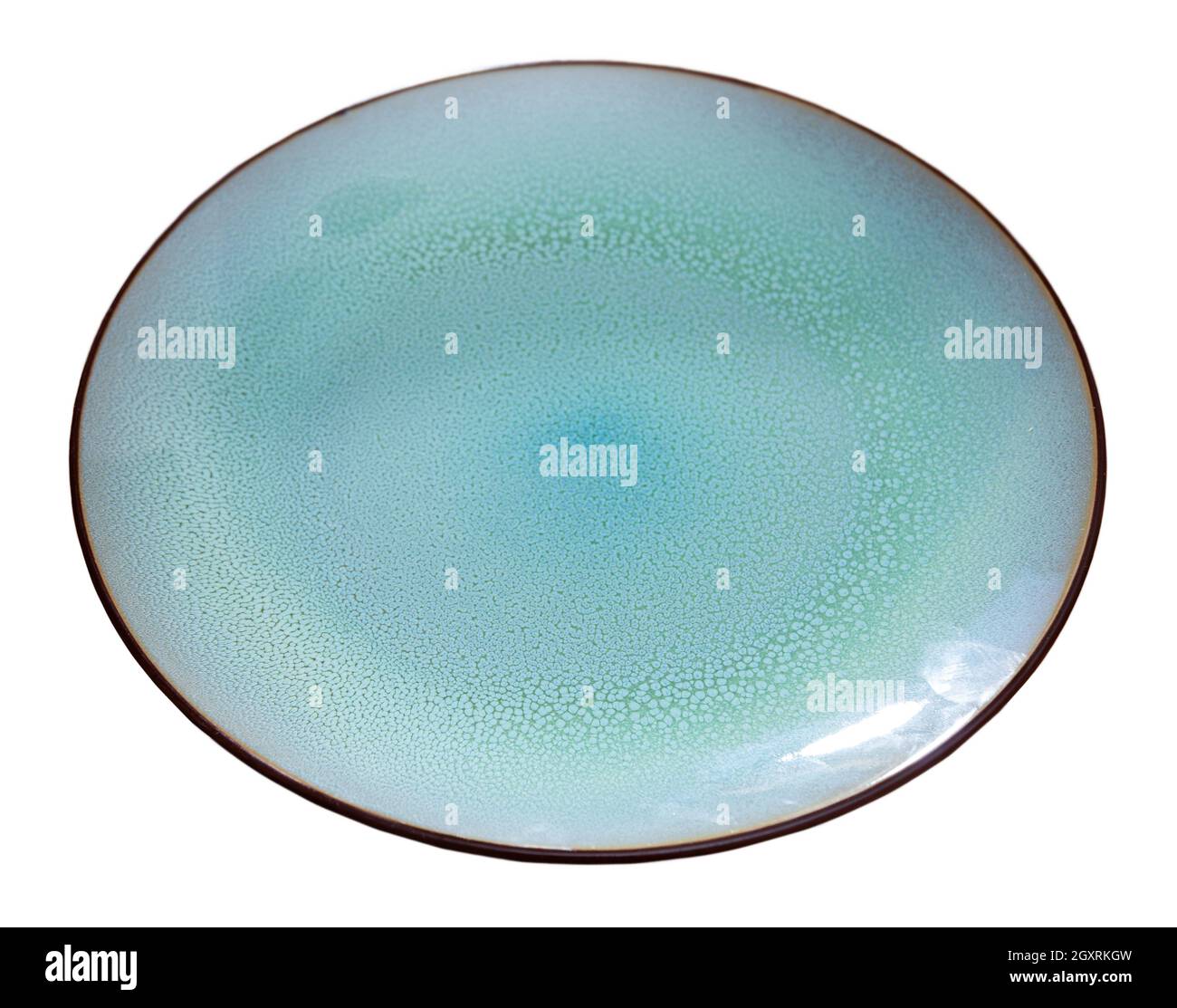 Blue ceramic plate with black edging Stock Photo Alamy