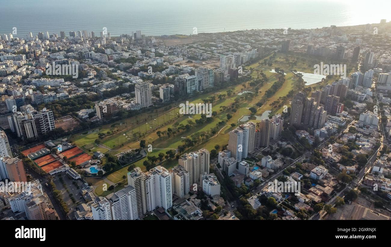Aerial view of the San Isidro golf course in Lima, Peru Stock Photo