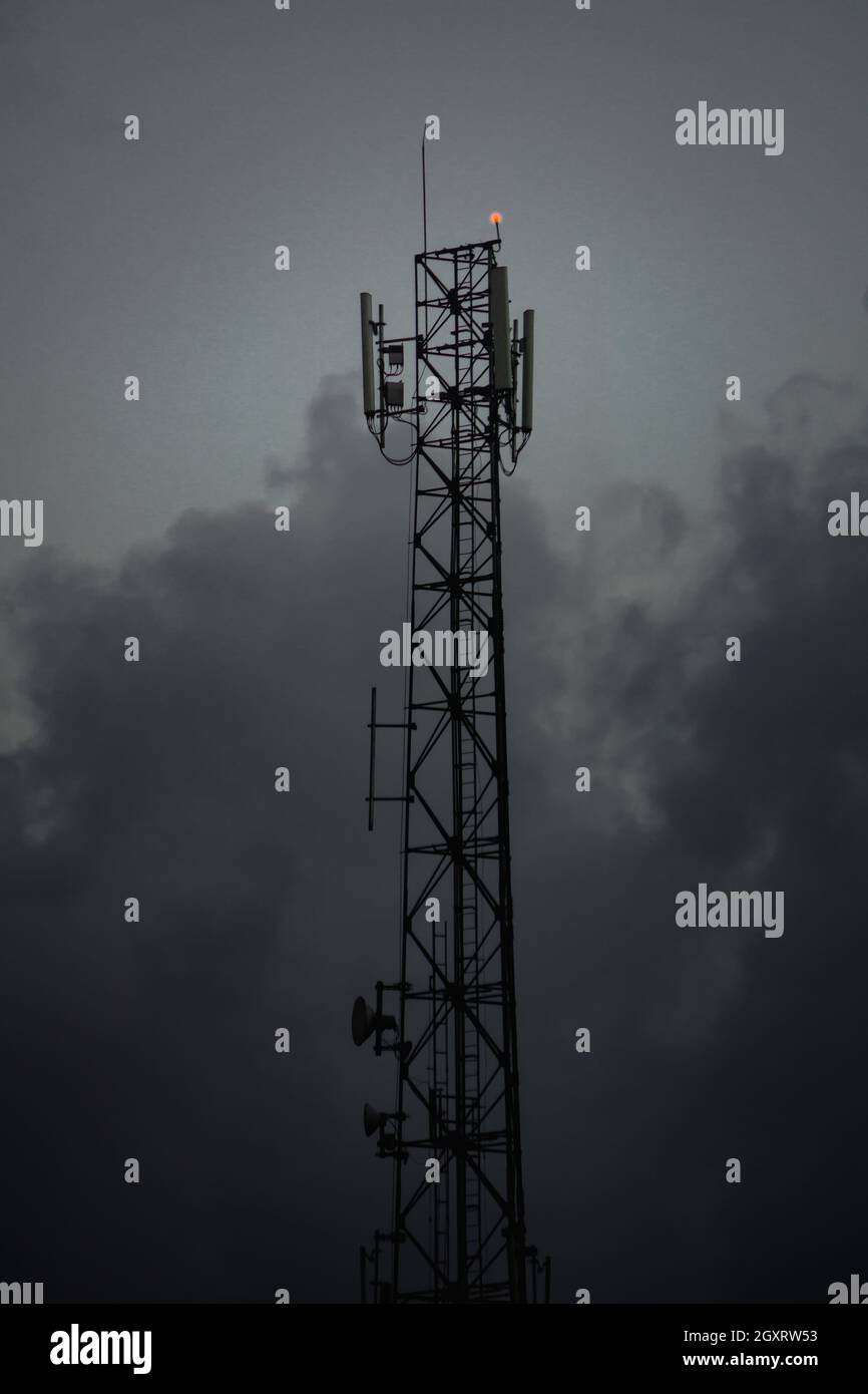 Tower of Transmitter Mobile Phone Communication Stock Photo
