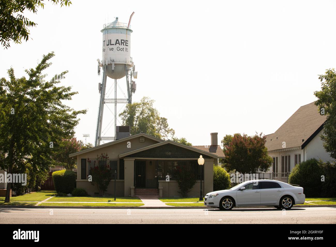 Tulare California USA July 14 2021: Morning sun shines on the Tulare California USA July 14 2021: Morning sun shines on the