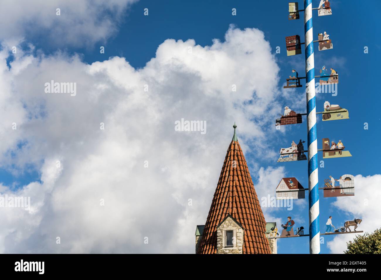 the white-blue sky over Bavaria, so typical and beautiful Stock Photo