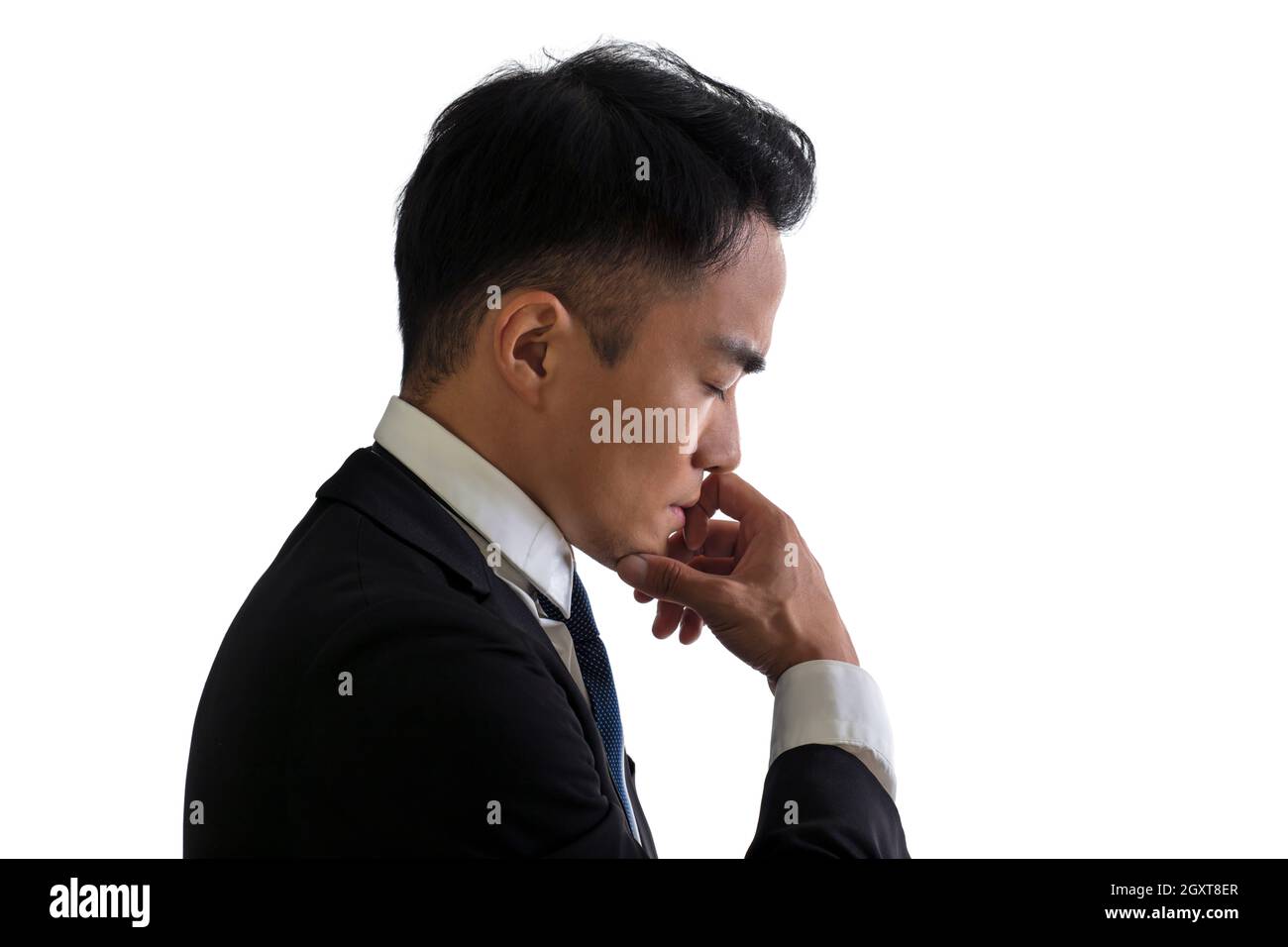 Side view Silhouette of   businessman with thinking concept Stock Photo