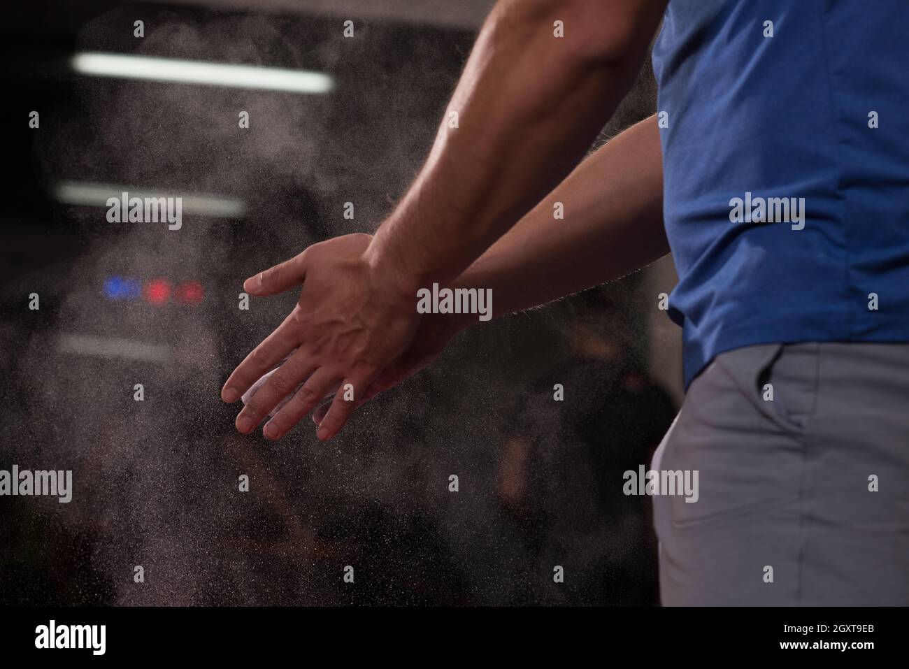 Gym Chalk Magnesium Carbonate hands clapping man for climbing workout