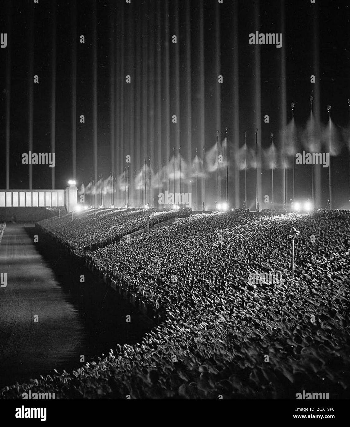 The impressive Cathedral of Light, designed by Albert Speer, at the Nazi Party Nuremburg Rally Stock Photo