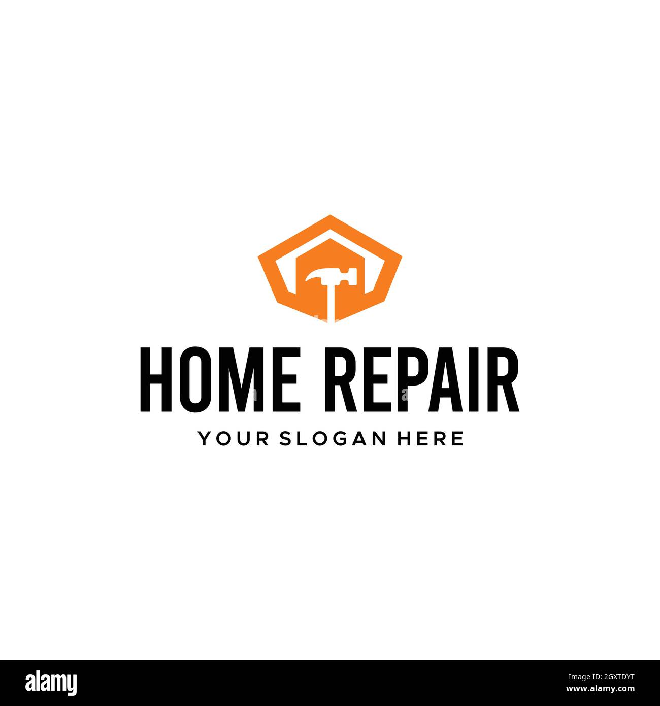 minimalist HOME REPAIR building hammer Logo design Stock Vector