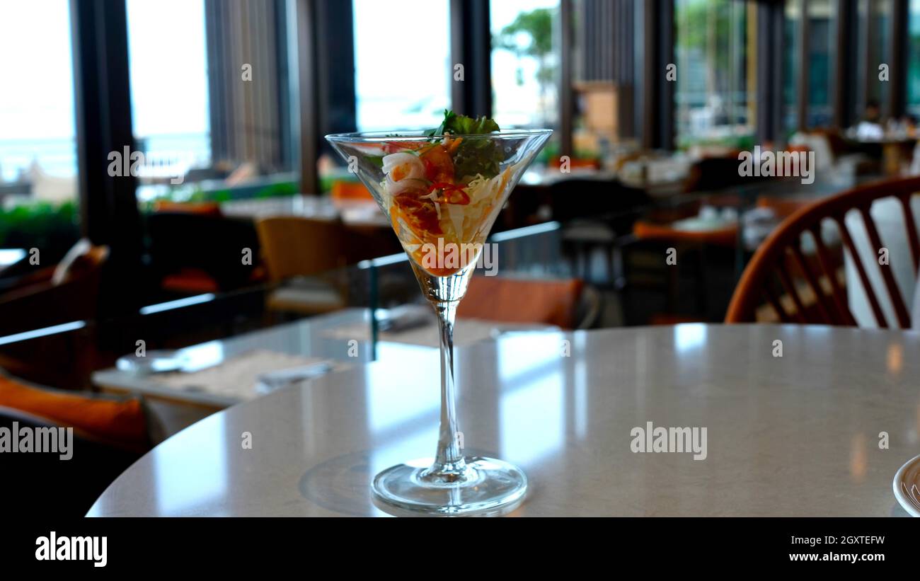 Starter Hors d'oeuvre Appetizers Spicy Shrimp Cocktail Horderves Stock