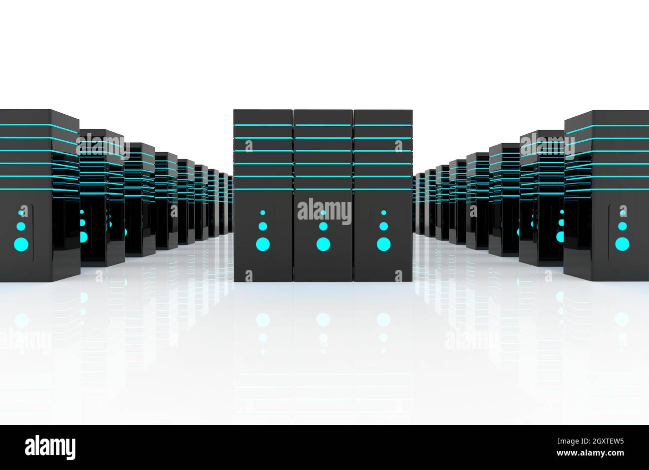 computer network server room 3d render representing internet and ...